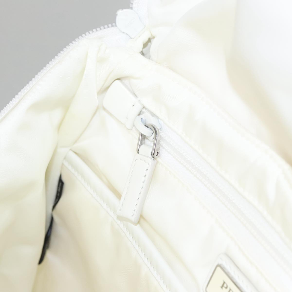 PRADA Backpack Nylon White Silver Auth 105813V