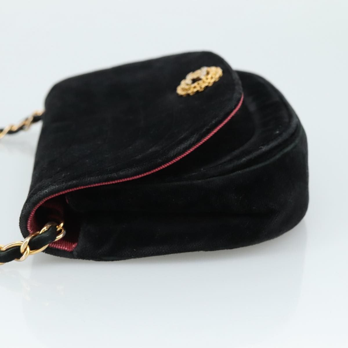 CHANEL Chain Shoulder Bag Suede Black CC Auth 105831