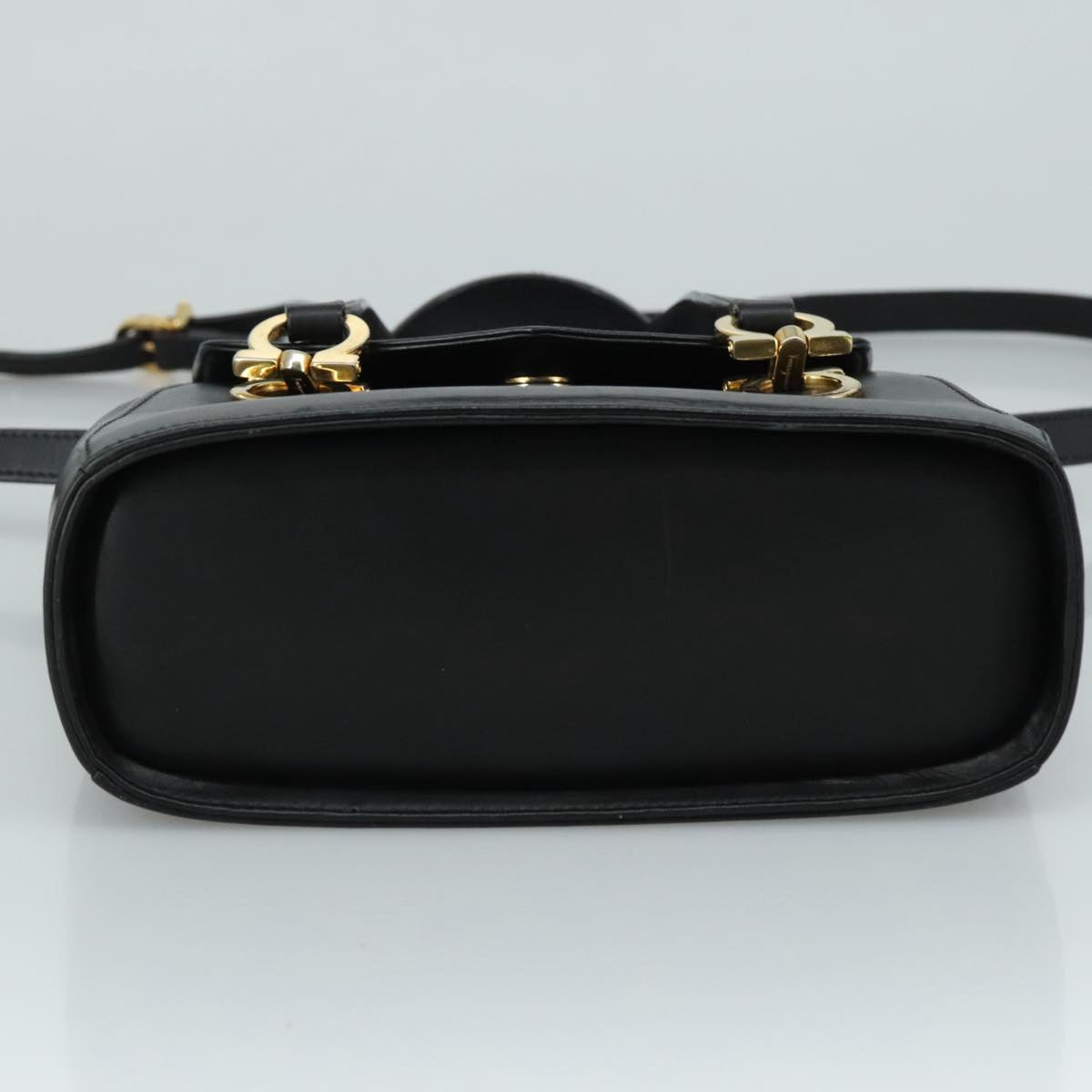 Salvatore Ferragamo Gancini Hand Bag Leather 2way Black Auth 105843
