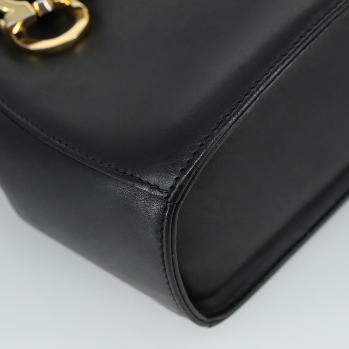 Salvatore Ferragamo Gancini Hand Bag Leather 2way Black Auth 105843