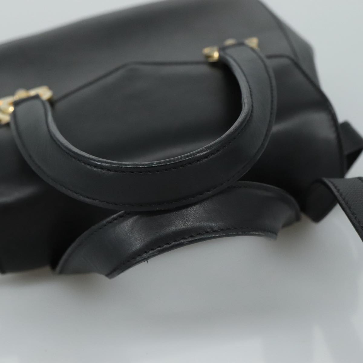 Salvatore Ferragamo Gancini Hand Bag Leather 2way Black Auth 105843