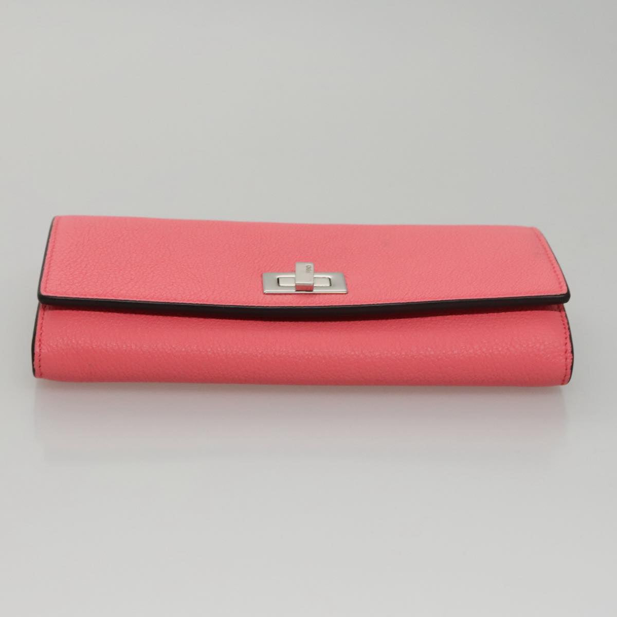 FENDI Peek A Boo Long Wallet Leather Pink 8M0427 Auth 105907V