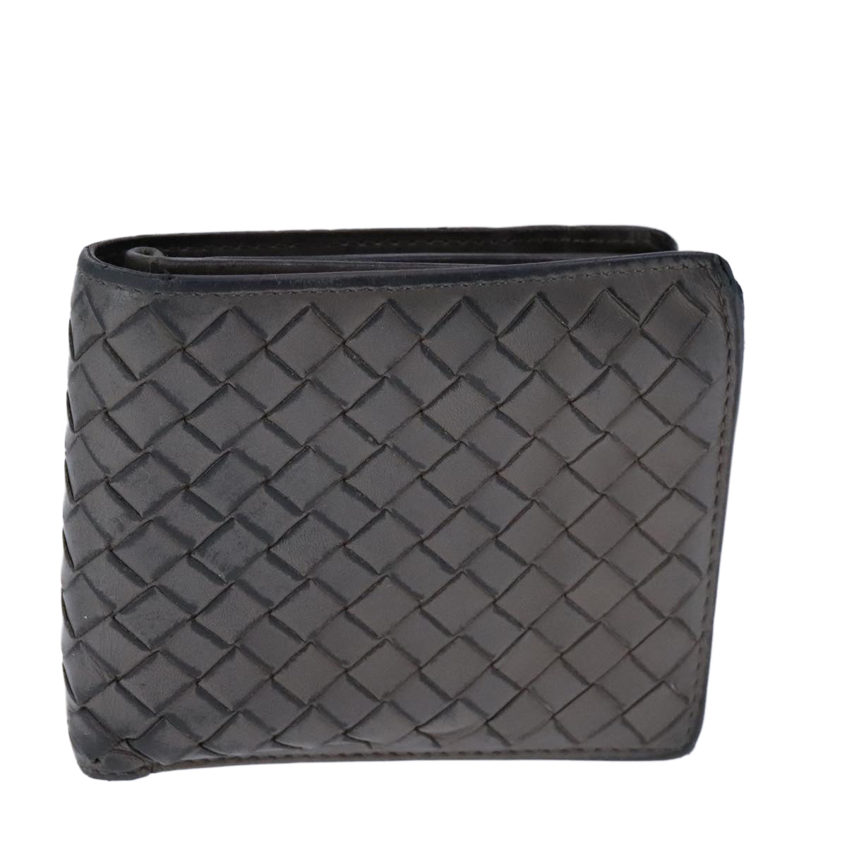 BOTTEGA VENETA INTRECCIATO Wallet Leather Gray Auth 105909