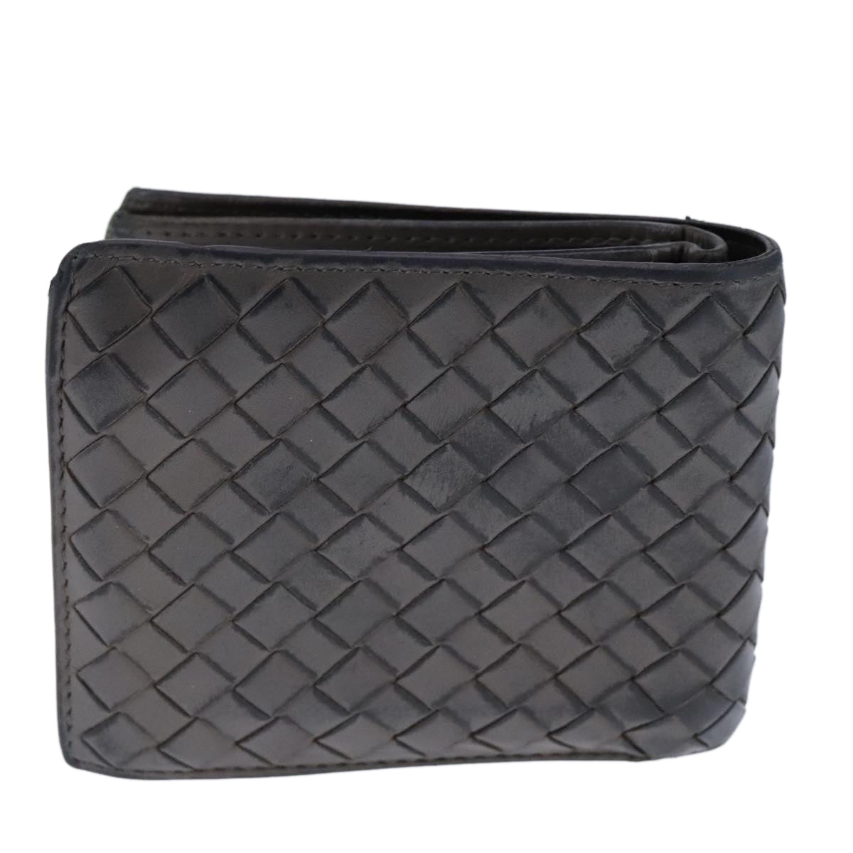 BOTTEGA VENETA INTRECCIATO Wallet Leather Gray Auth 105909