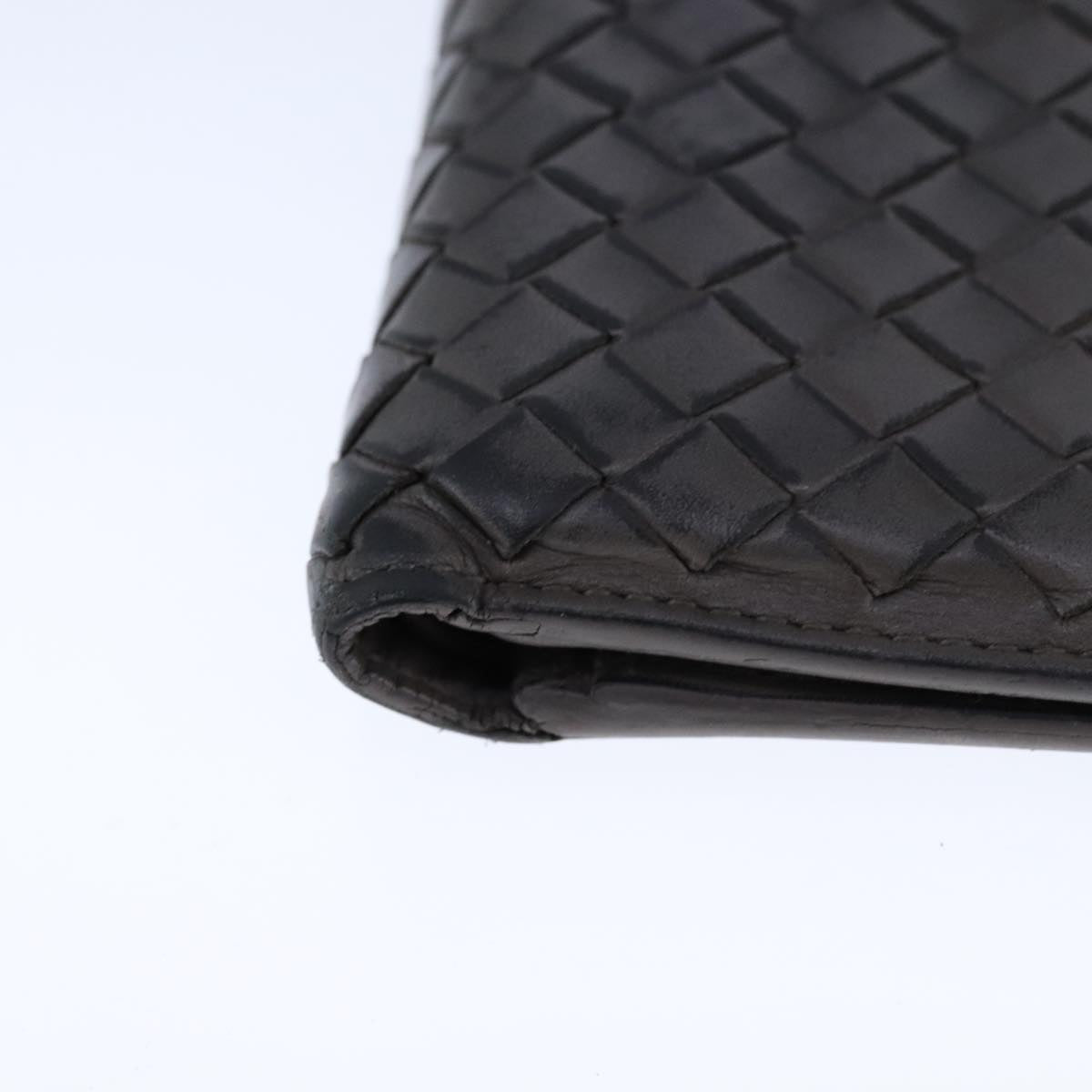 BOTTEGA VENETA INTRECCIATO Wallet Leather Gray Auth 105909
