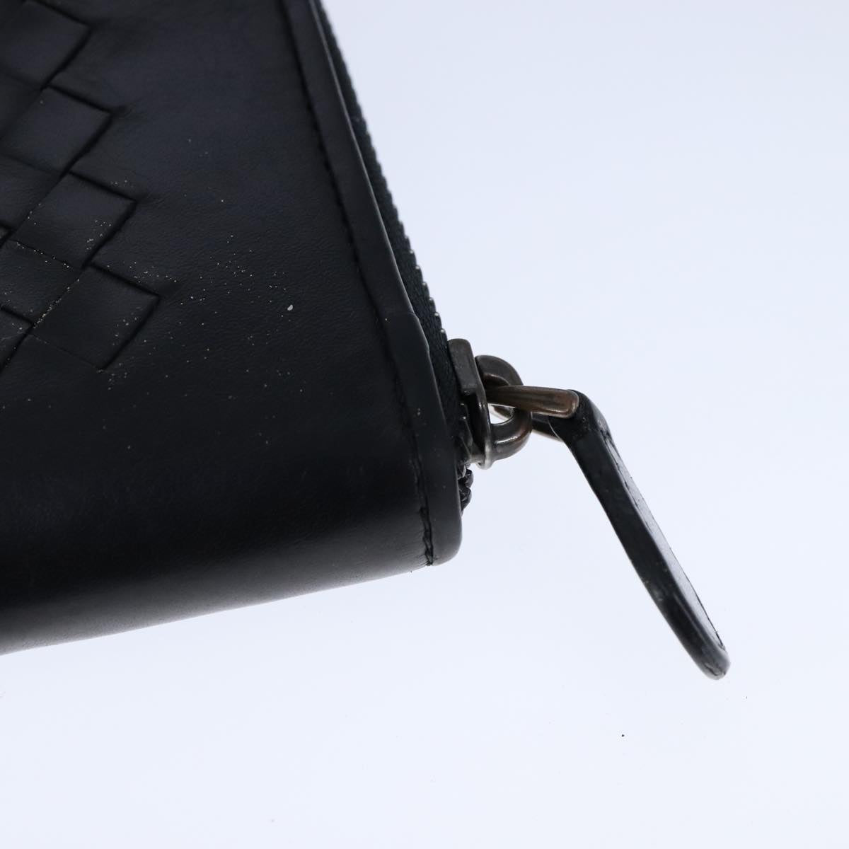 BOTTEGA VENETA INTRECCIATO Long Wallet Leather Black Auth 105910