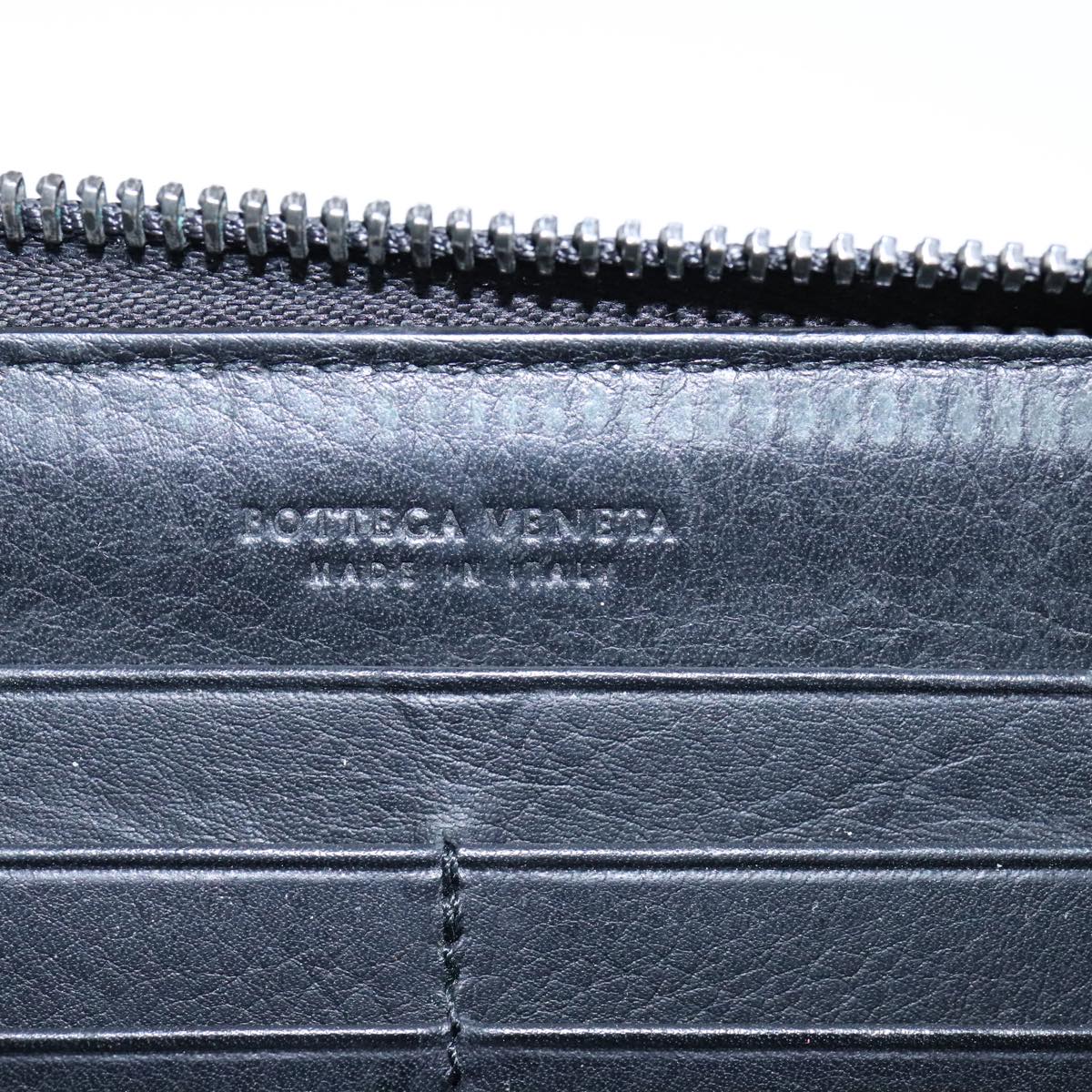BOTTEGA VENETA INTRECCIATO Long Wallet Leather Black Auth 105910