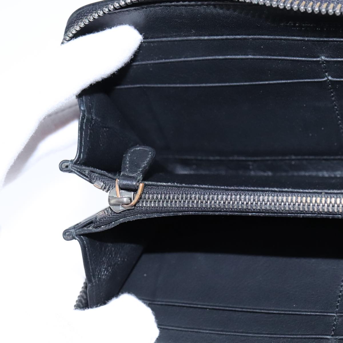 BOTTEGA VENETA INTRECCIATO Long Wallet Leather Black Auth 105910