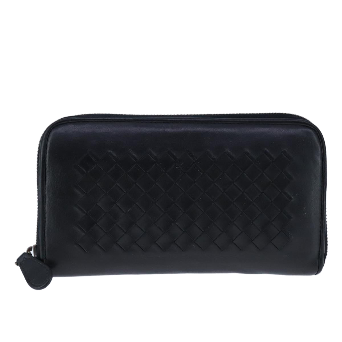 BOTTEGA VENETA INTRECCIATO Long Wallet Leather Black Auth 105910