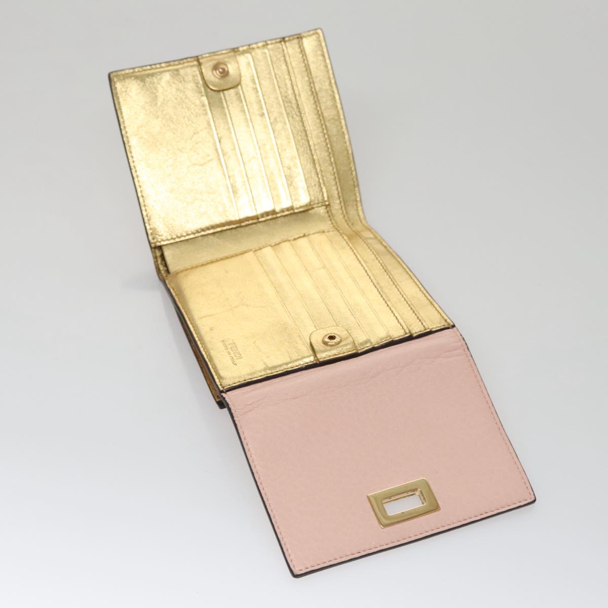 FENDI Peek A Boo Wallet Leather Pink Auth 105912V