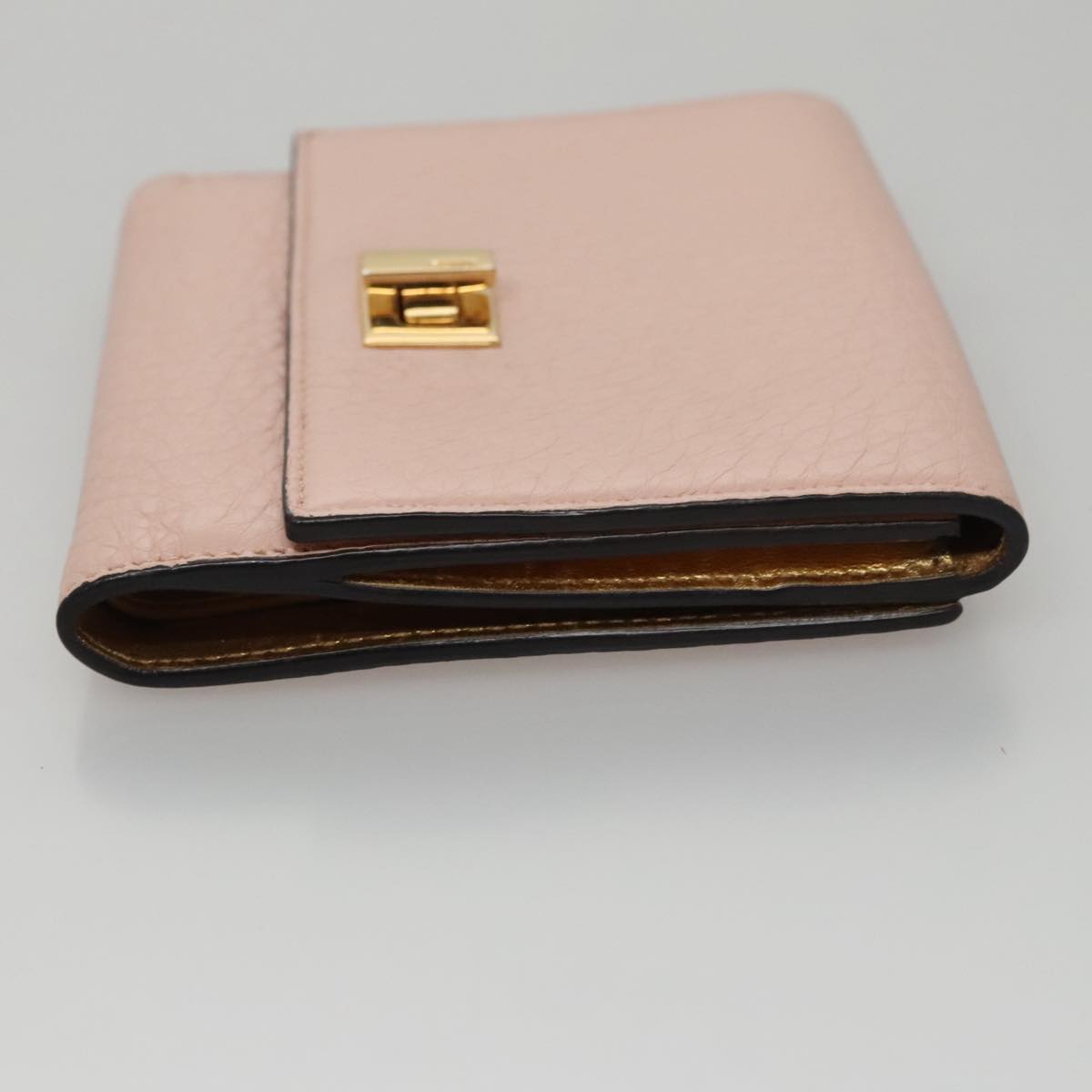 FENDI Peek A Boo Wallet Leather Pink Auth 105912V