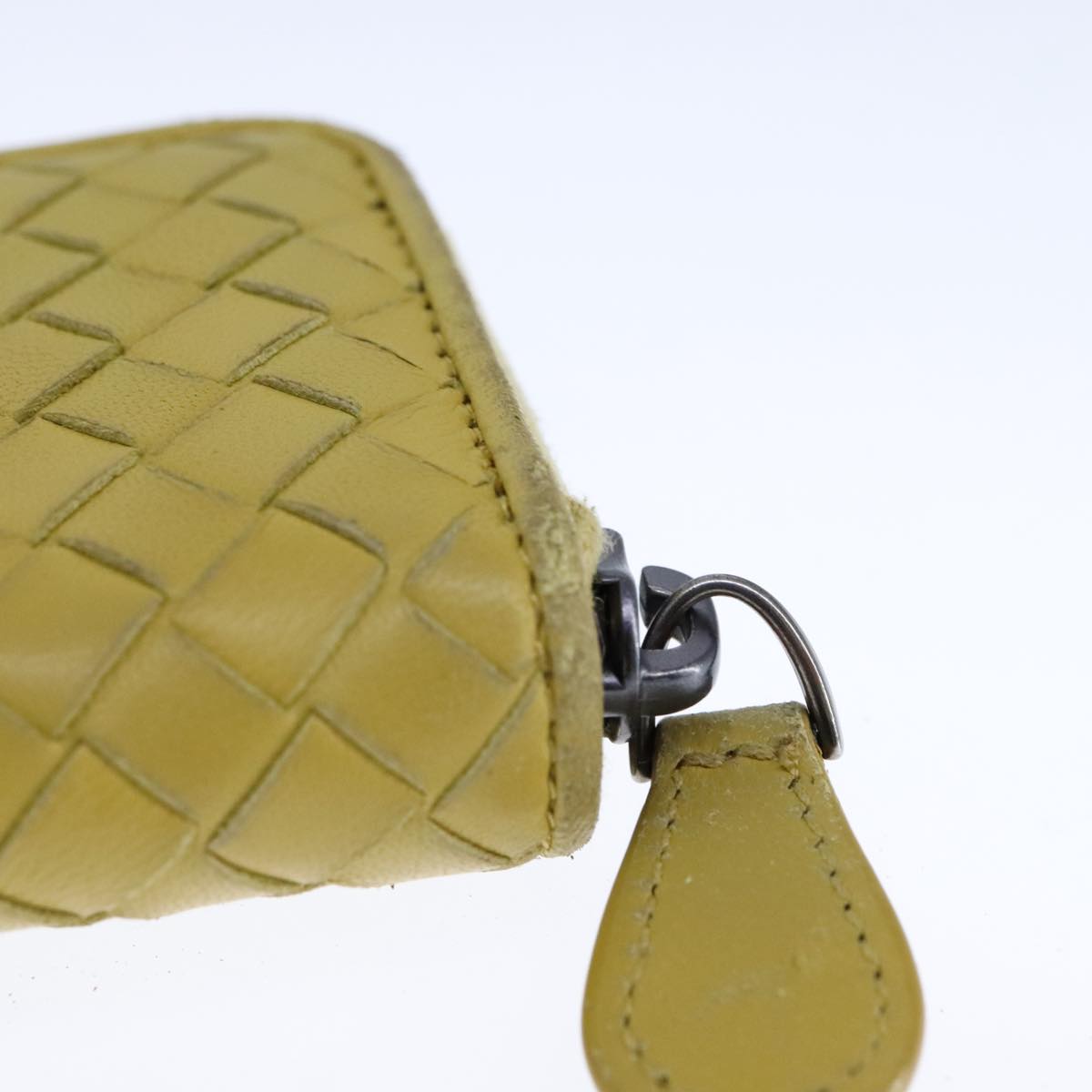 BOTTEGA VENETA INTRECCIATO Coin Purse Leather Yellow Auth 105913