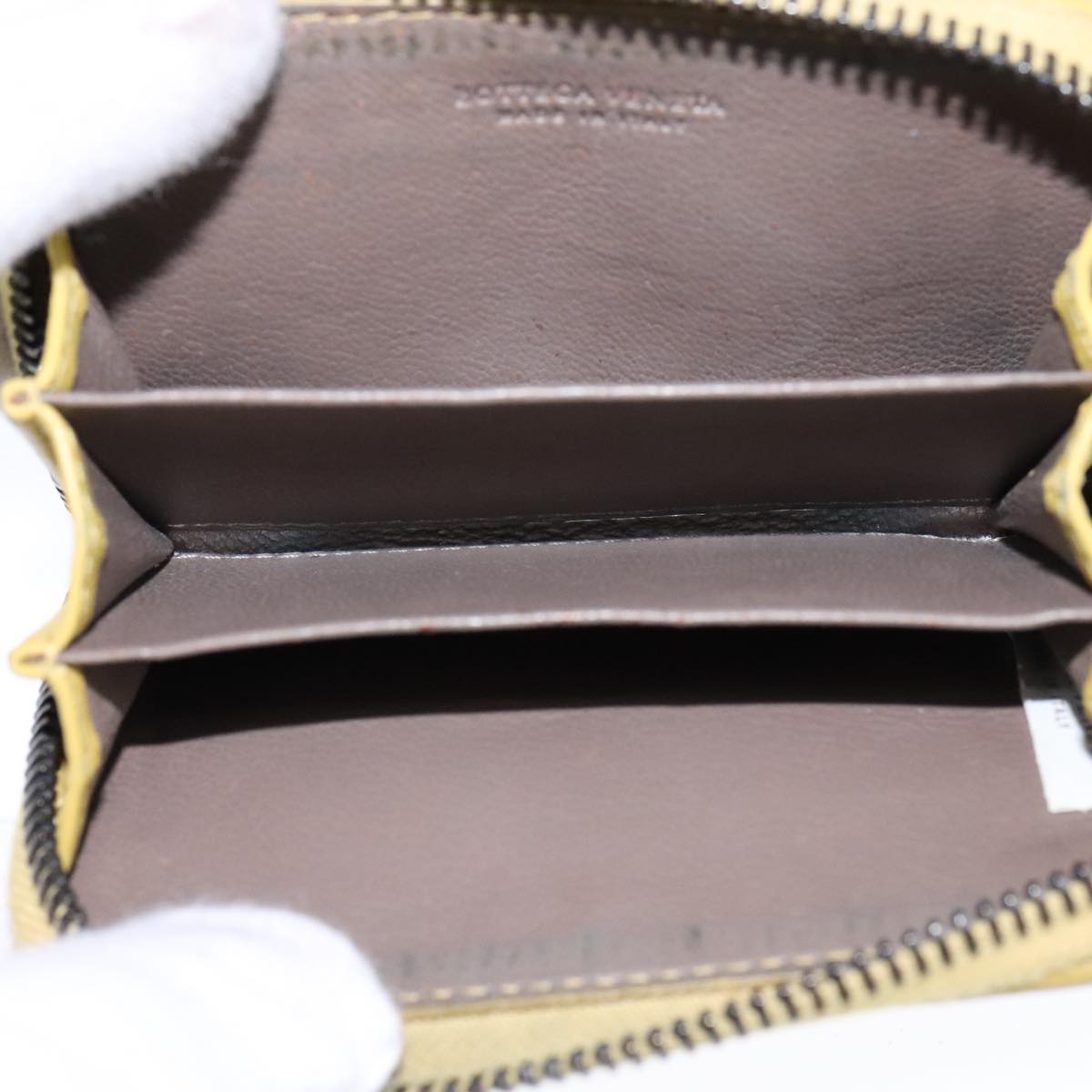 BOTTEGA VENETA INTRECCIATO Coin Purse Leather Yellow Auth 105913