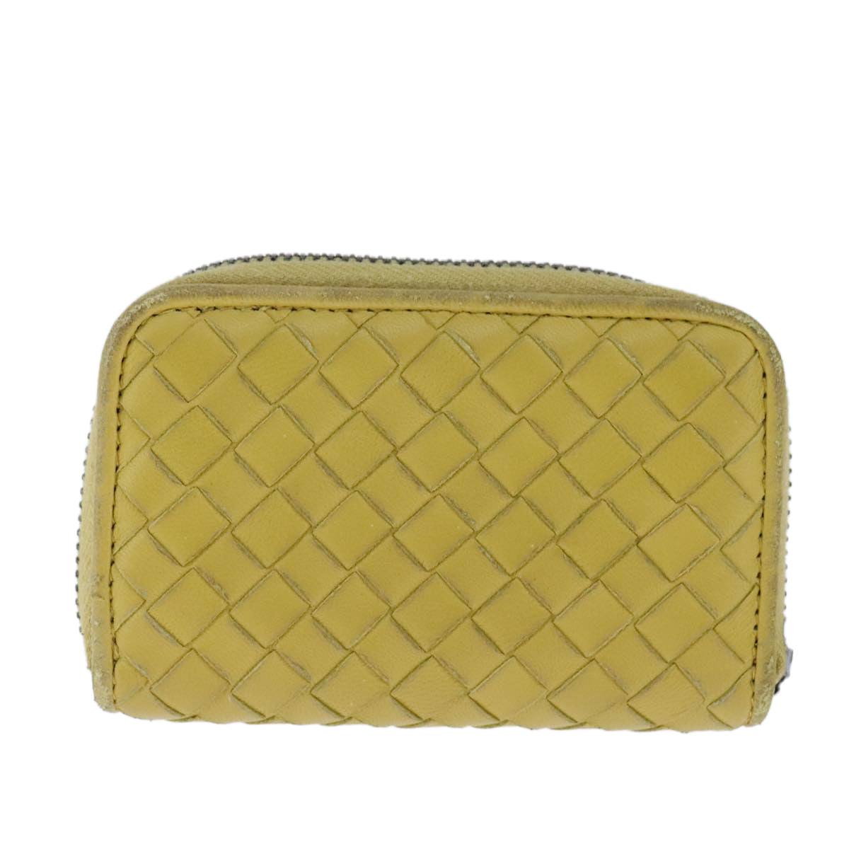 BOTTEGA VENETA INTRECCIATO Coin Purse Leather Yellow Auth 105913