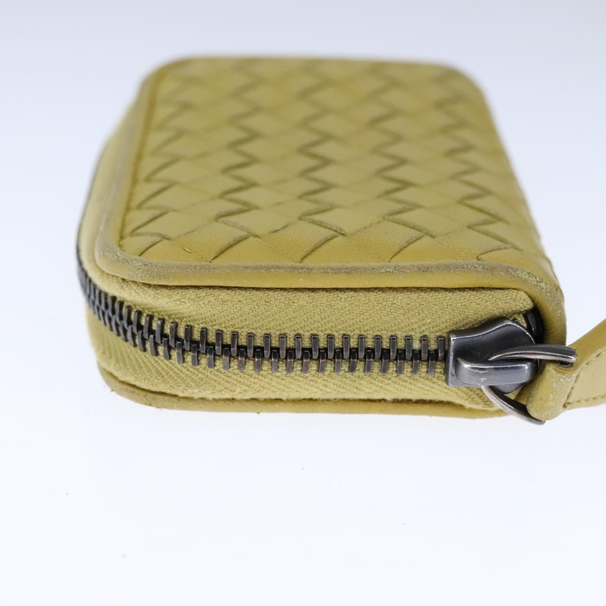 BOTTEGA VENETA INTRECCIATO Coin Purse Leather Yellow Auth 105913