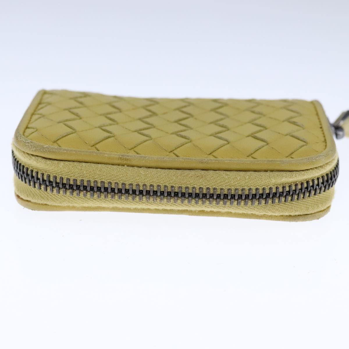 BOTTEGA VENETA INTRECCIATO Coin Purse Leather Yellow Auth 105913