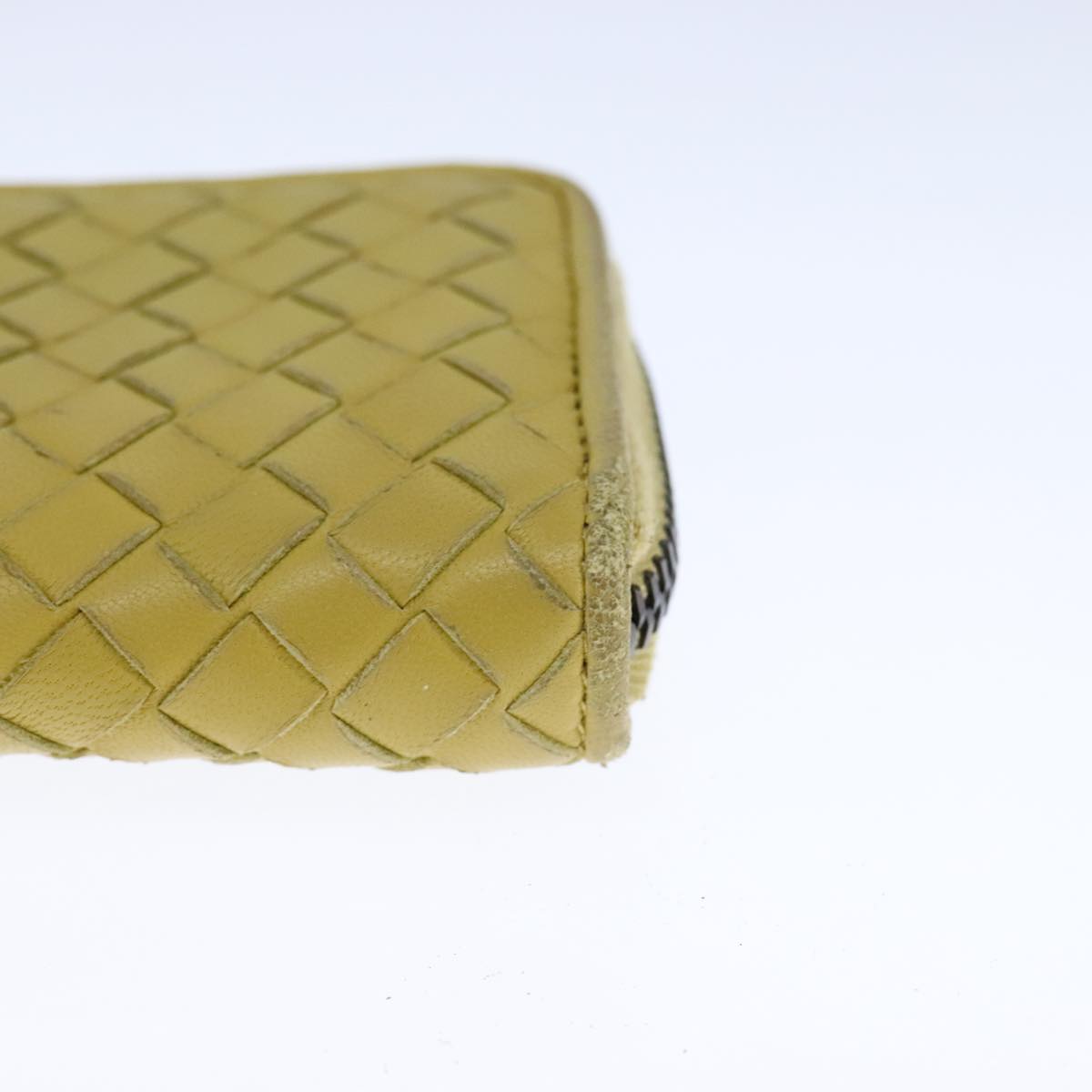 BOTTEGA VENETA INTRECCIATO Coin Purse Leather Yellow Auth 105913