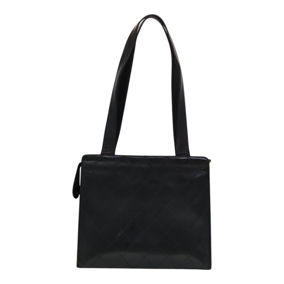 CHANEL Matelasse Shoulder Bag Leather Black CC Auth 105958