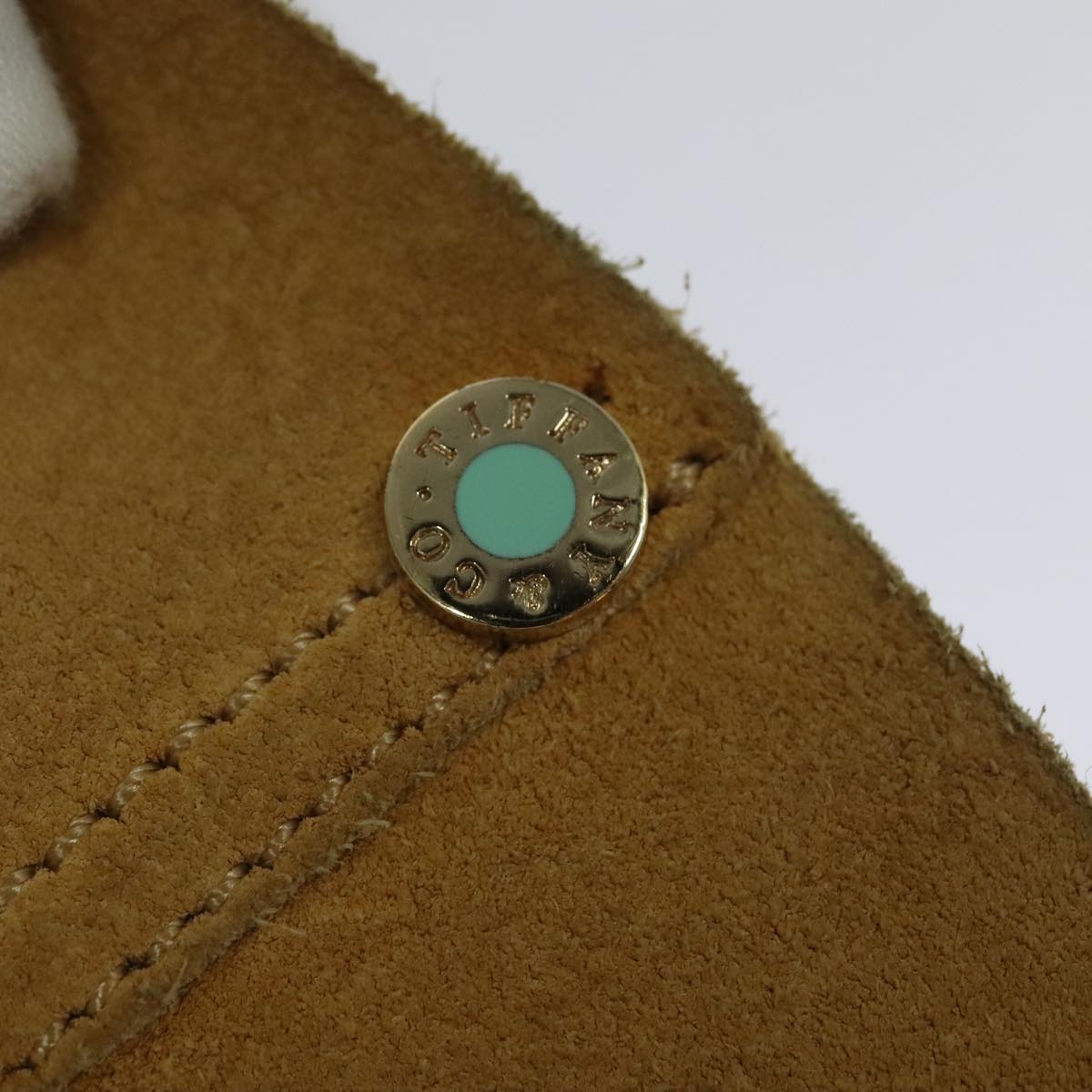 TIFFANY&Co. Reversible Tote Bag Leather Suede Gold Tone Auth 105966