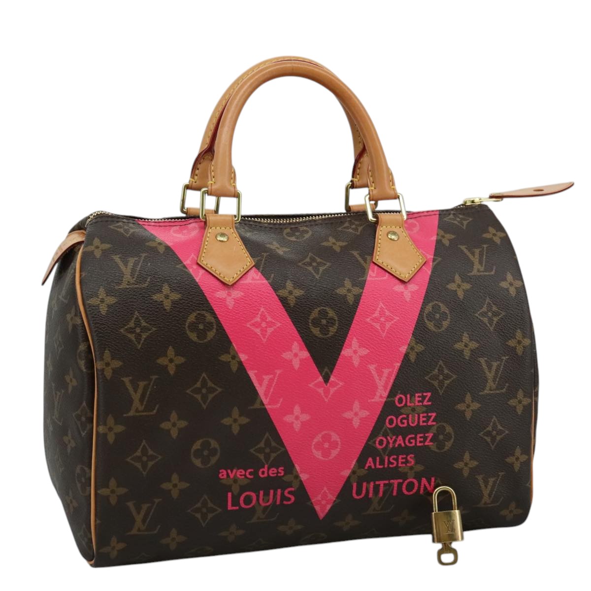 LOUIS VUITTON Monogram V Line Speedy 30 Hand Bag M41533 LV Auth 105968SAV