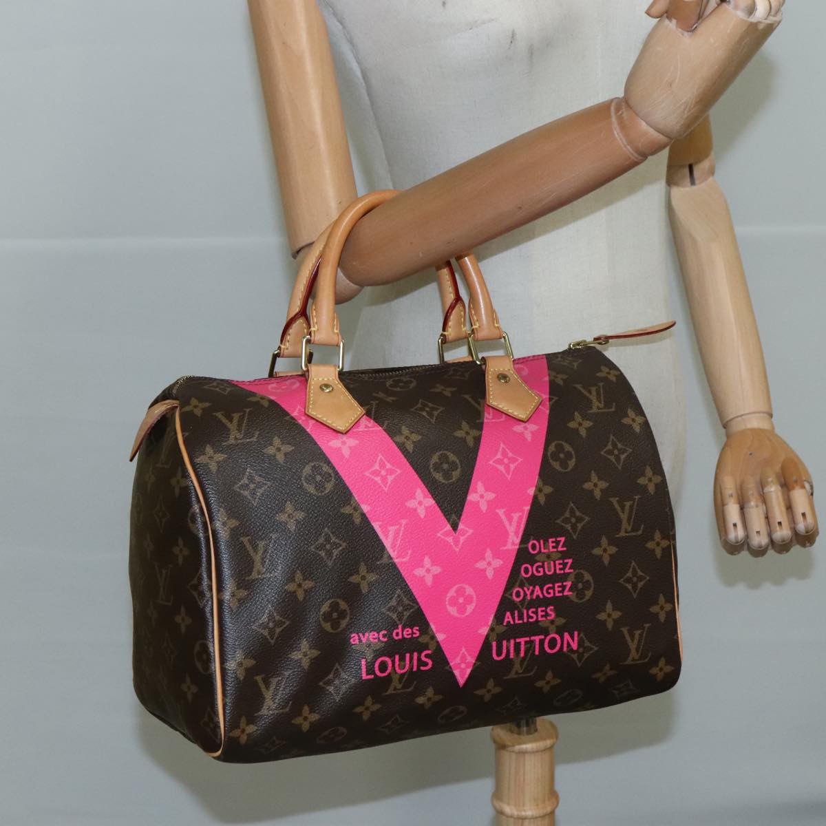 LOUIS VUITTON Monogram V Line Speedy 30 Hand Bag M41533 LV Auth 105968SAV