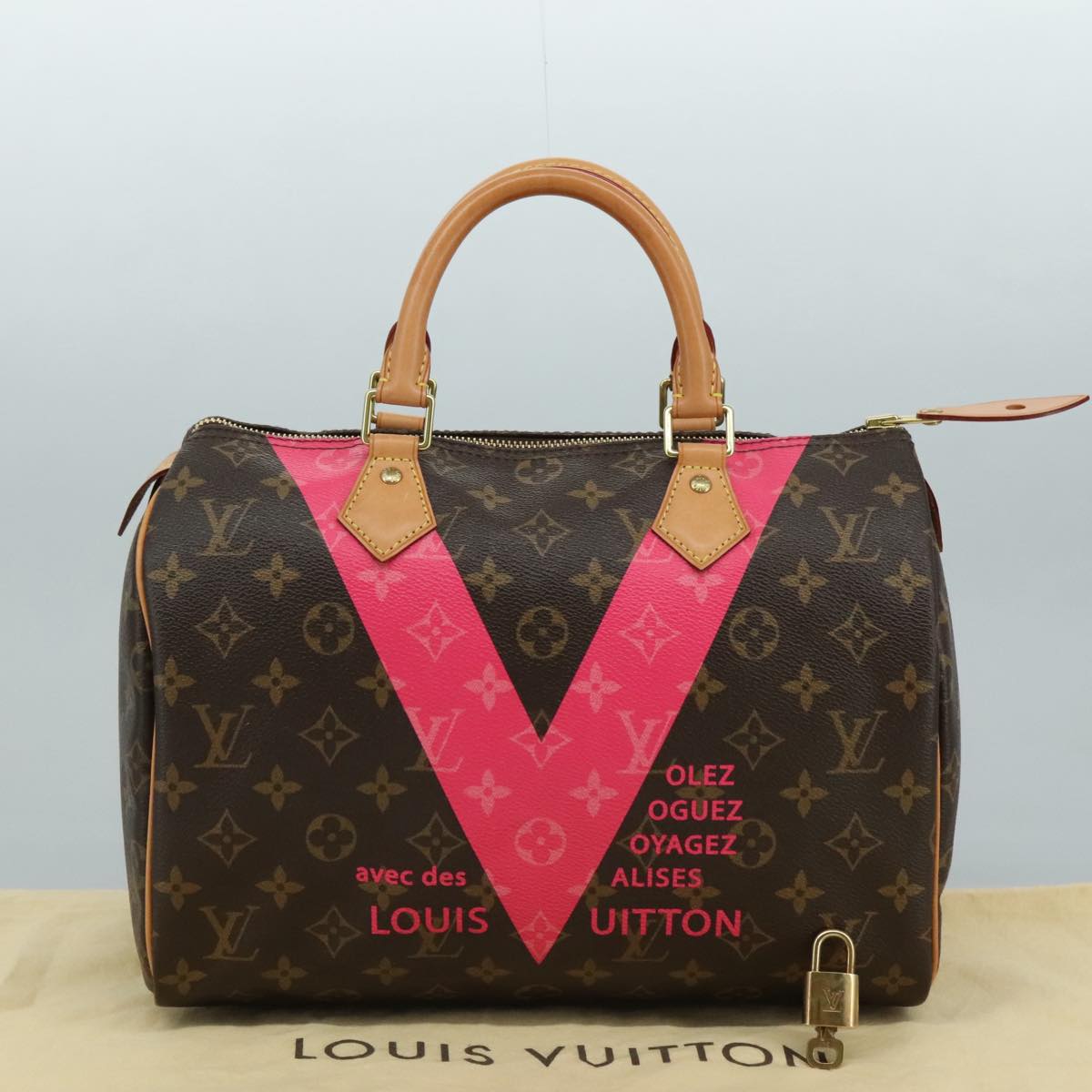 LOUIS VUITTON Monogram V Line Speedy 30 Hand Bag M41533 LV Auth 105968SAV