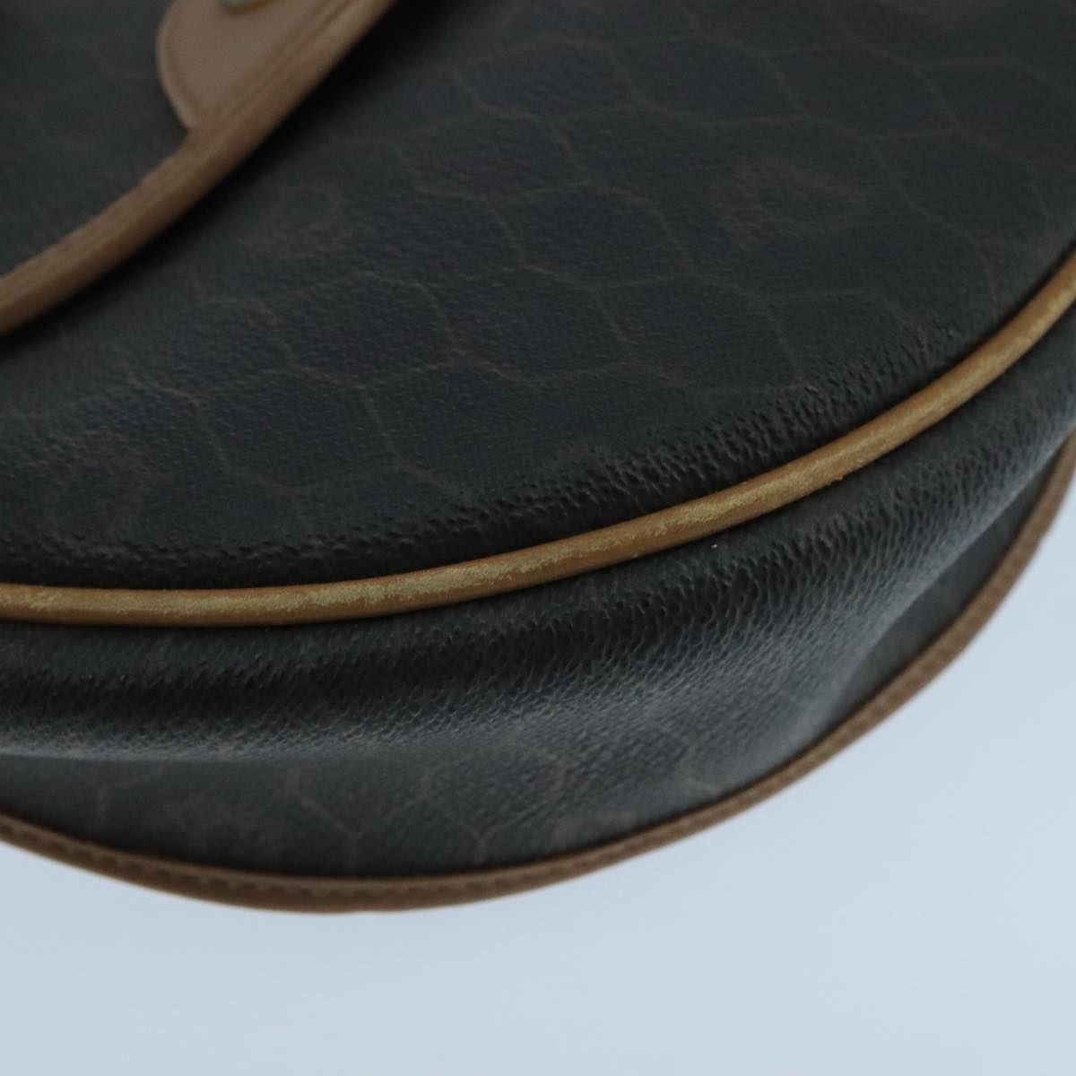 Christian Dior Honeycomb Canvas Shoulder Bag PVC Leather Black Auth 106108
