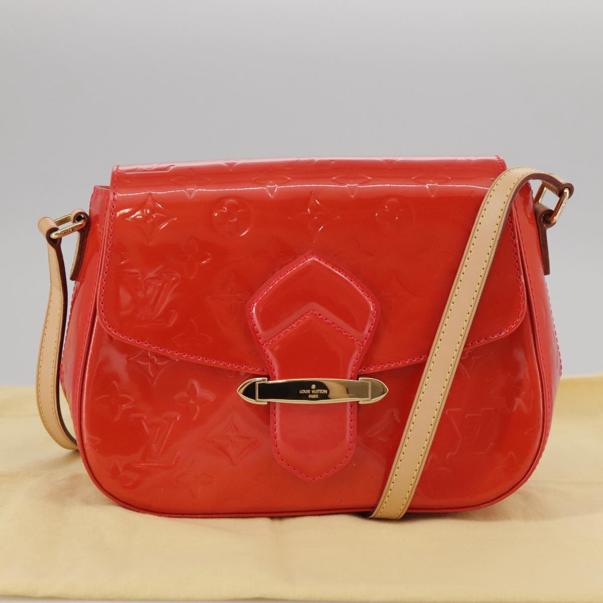 LOUIS VUITTON Vernis Bell FlowerGM Bag Rouge Grunadine M91729 LV Auth 106158V