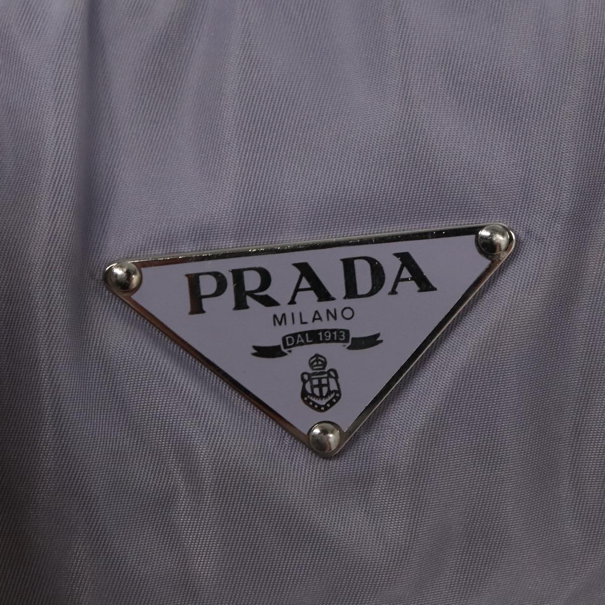 PRADA Boston Bag Nylon Purple Beige Silver Auth 106164