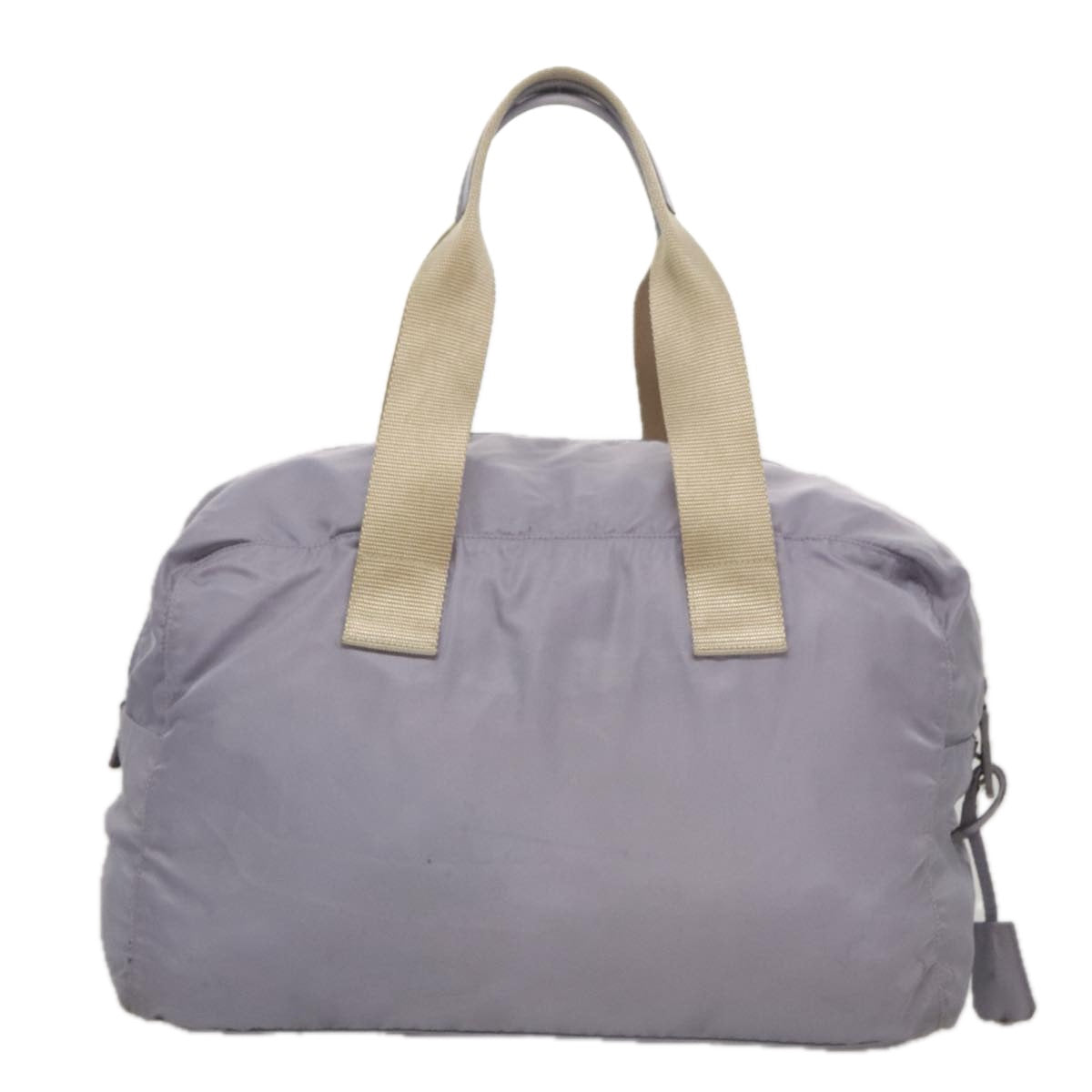 PRADA Boston Bag Nylon Purple Beige Silver Auth 106164