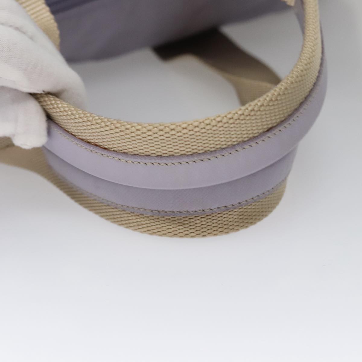 PRADA Boston Bag Nylon Purple Beige Silver Auth 106164