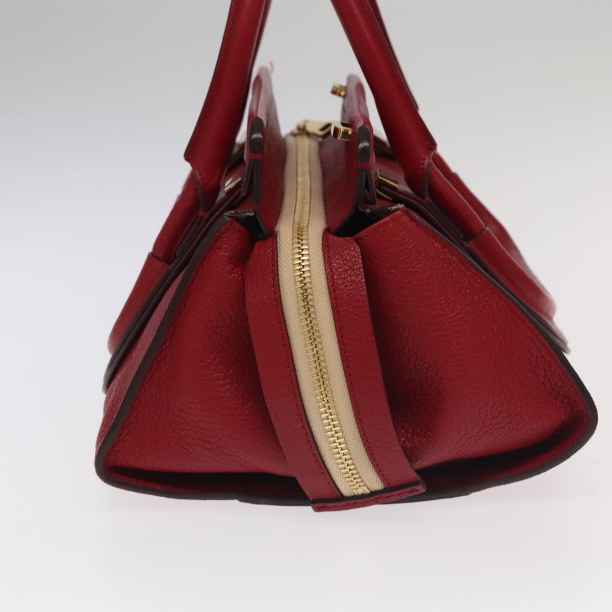 Chloe Mercy Hand Bag Leather 2way Red Gold Auth 106233