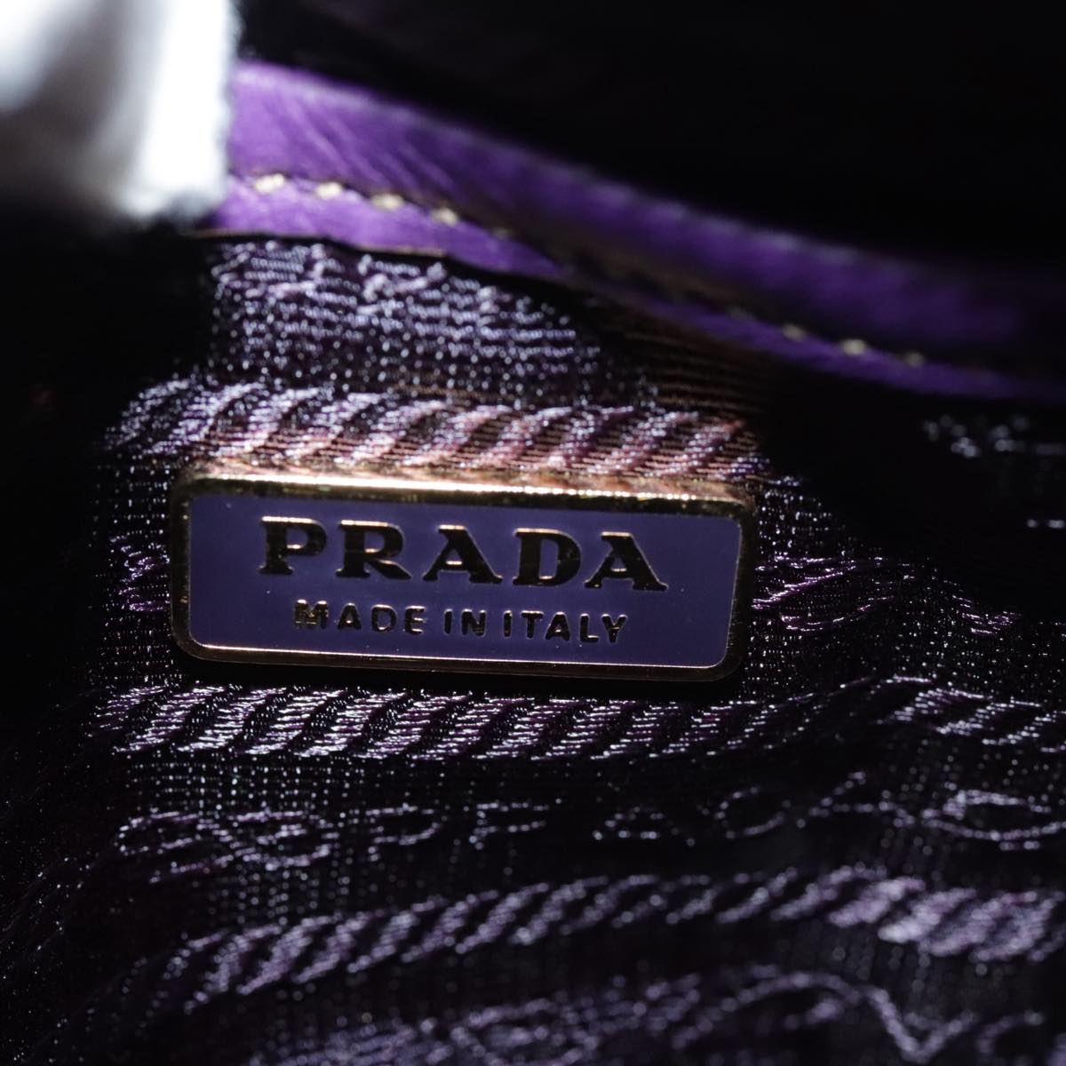PRADA Accessory Pouch Nylon Purple Gold Auth 106340