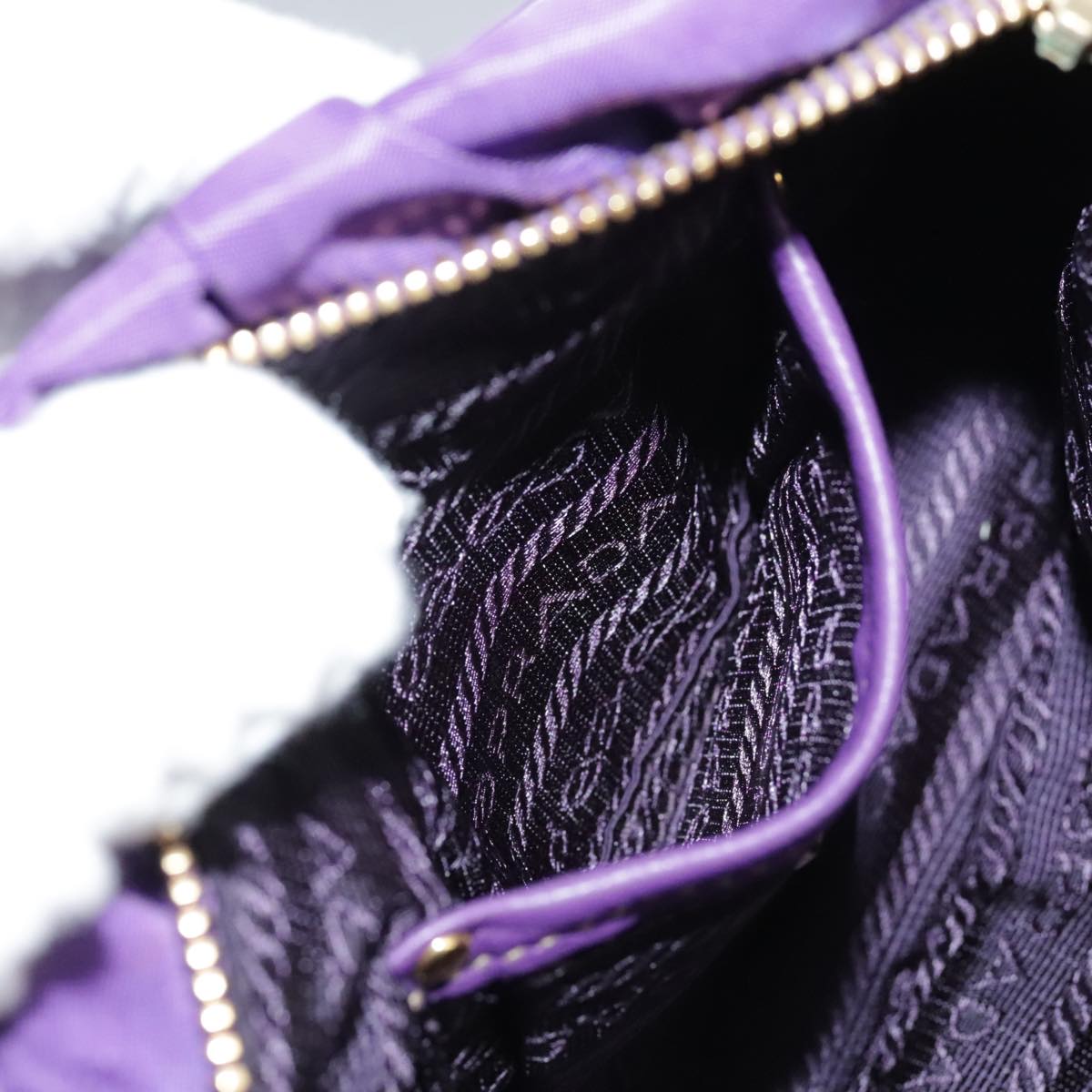 PRADA Accessory Pouch Nylon Purple Gold Auth 106340