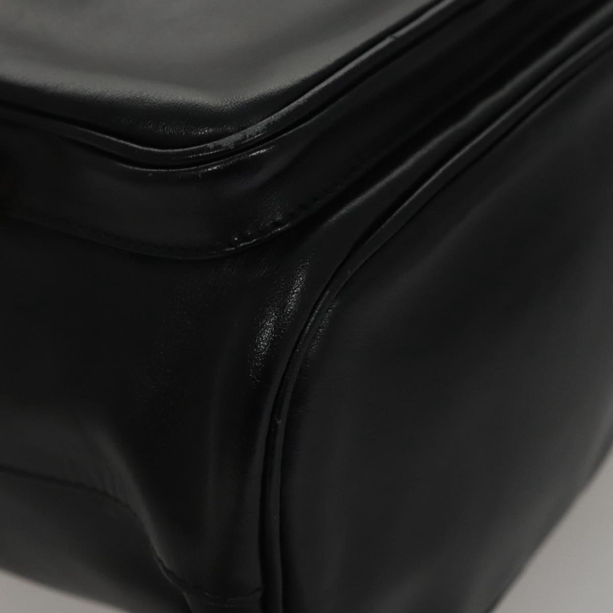 PRADA Hand Bag Leather 2way Black Gold Auth 106451AV