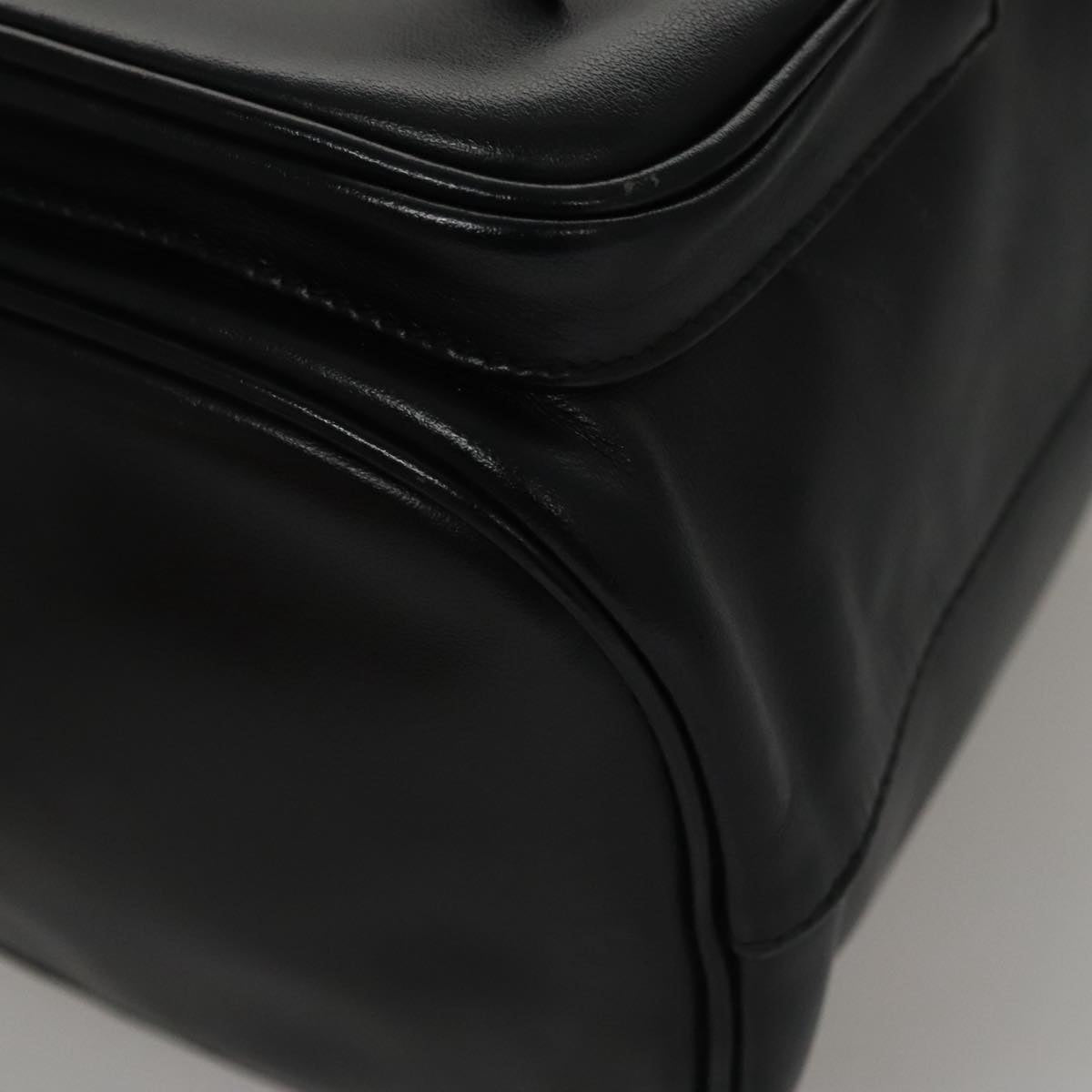 PRADA Hand Bag Leather 2way Black Gold Auth 106451AV