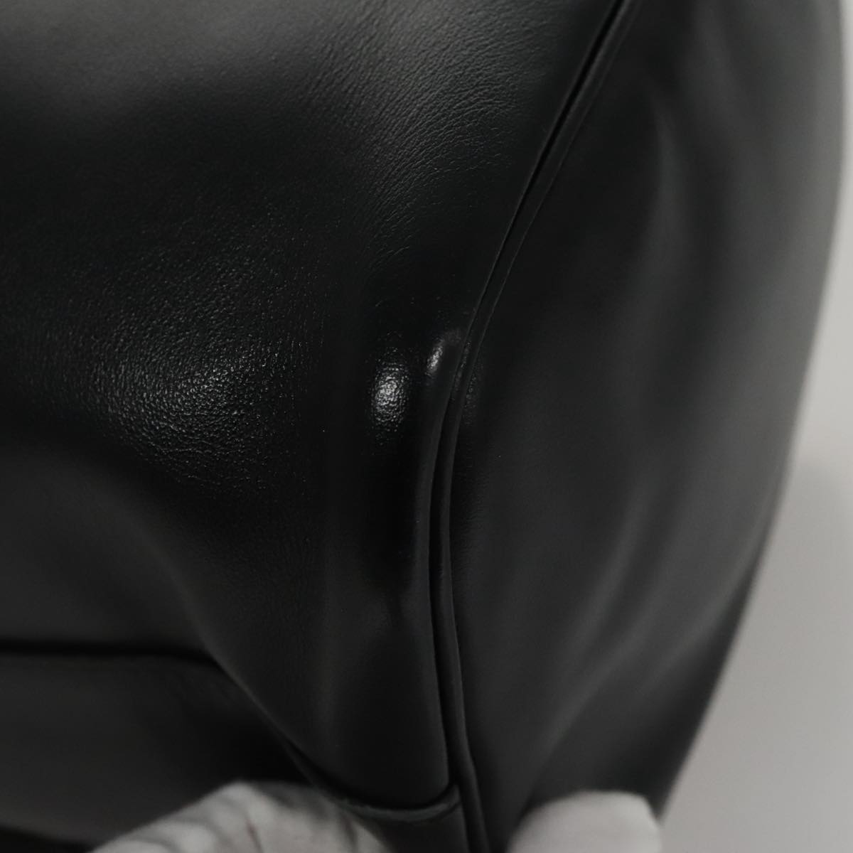 PRADA Hand Bag Leather 2way Black Gold Auth 106451AV