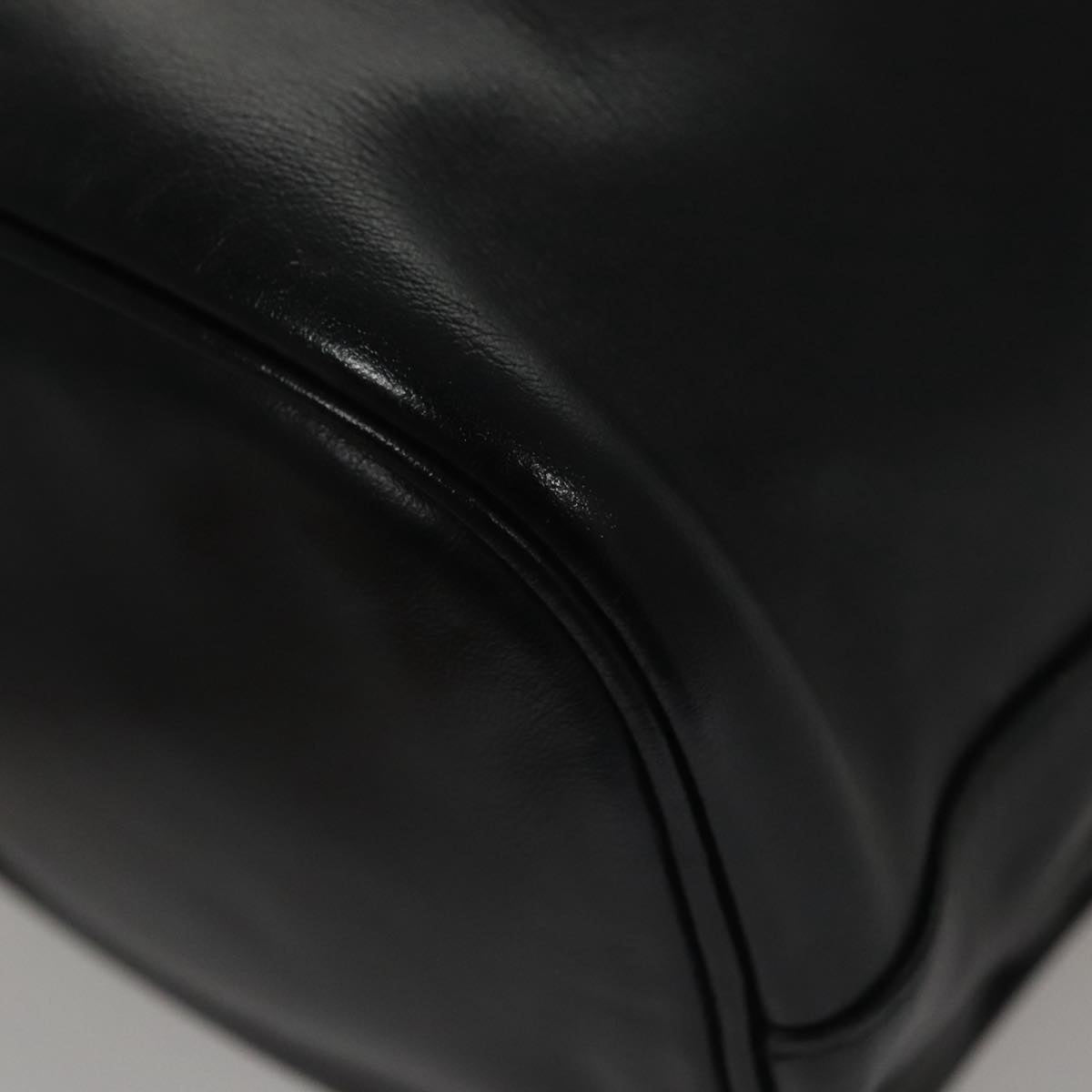 PRADA Hand Bag Leather 2way Black Gold Auth 106451AV