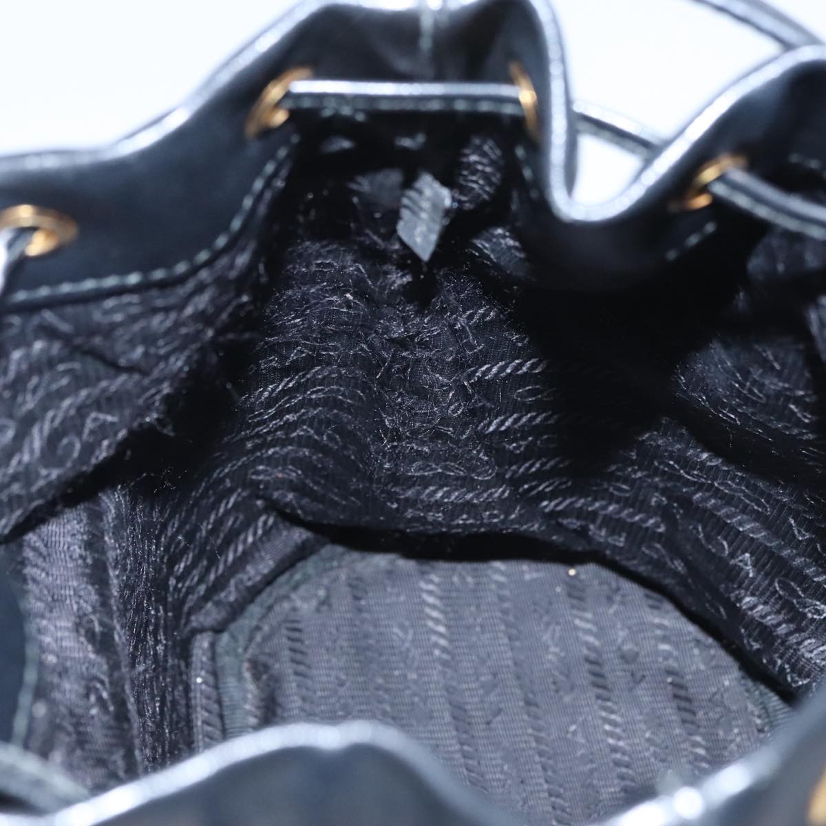 PRADA Hand Bag Leather 2way Black Gold Auth 106451AV