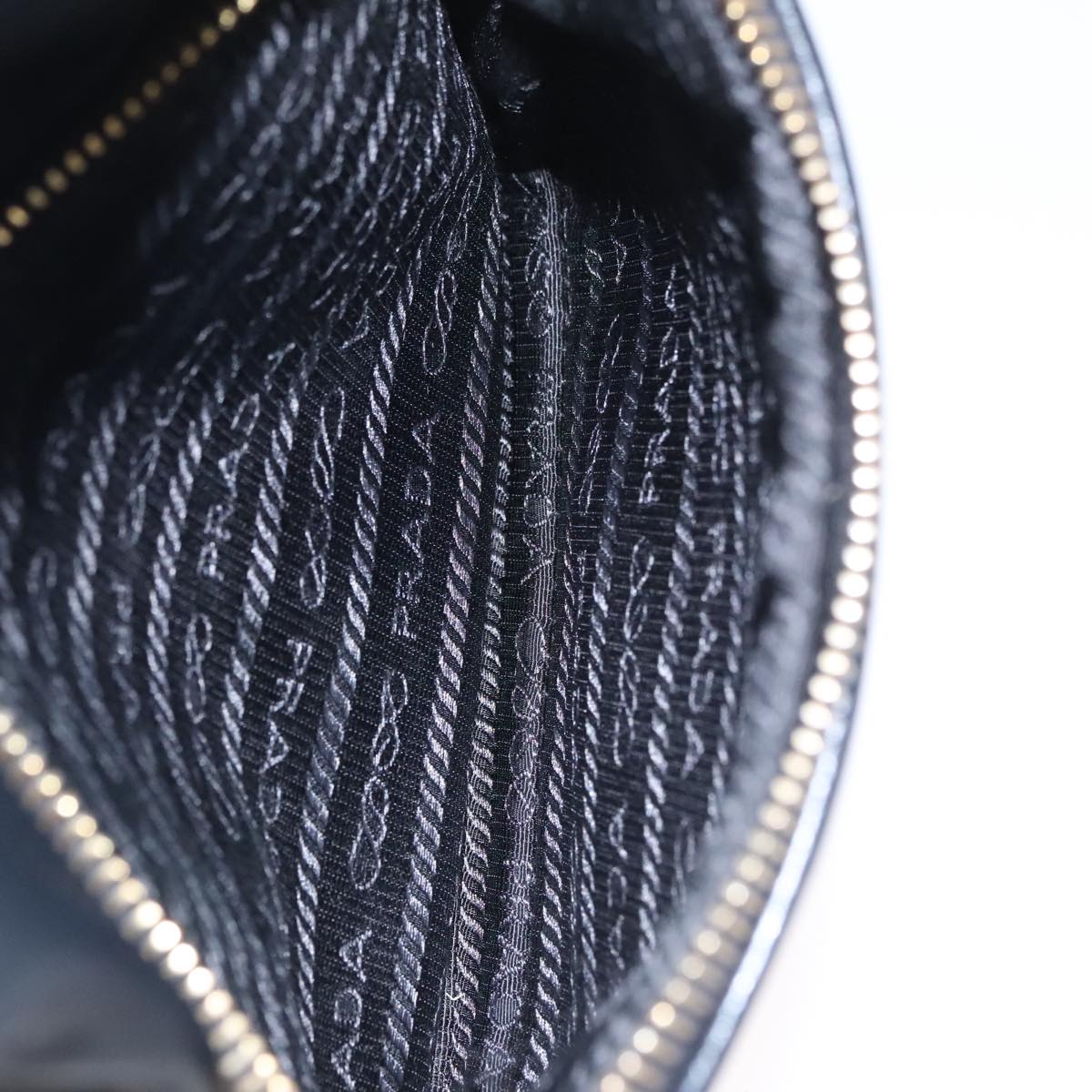 PRADA Hand Bag Leather 2way Black Gold Auth 106451AV