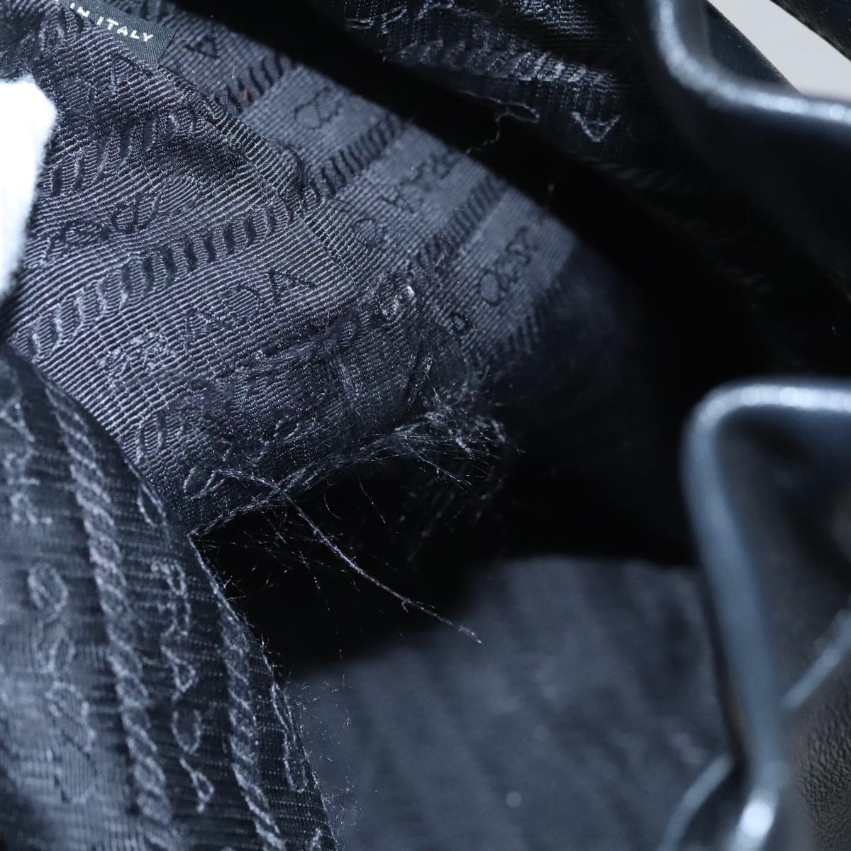 PRADA Hand Bag Leather 2way Black Gold Auth 106451AV