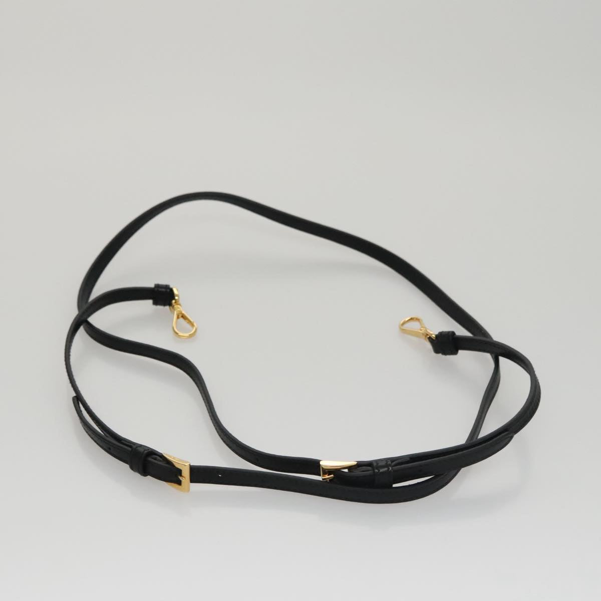 PRADA Hand Bag Leather 2way Black Gold Auth 106451AV