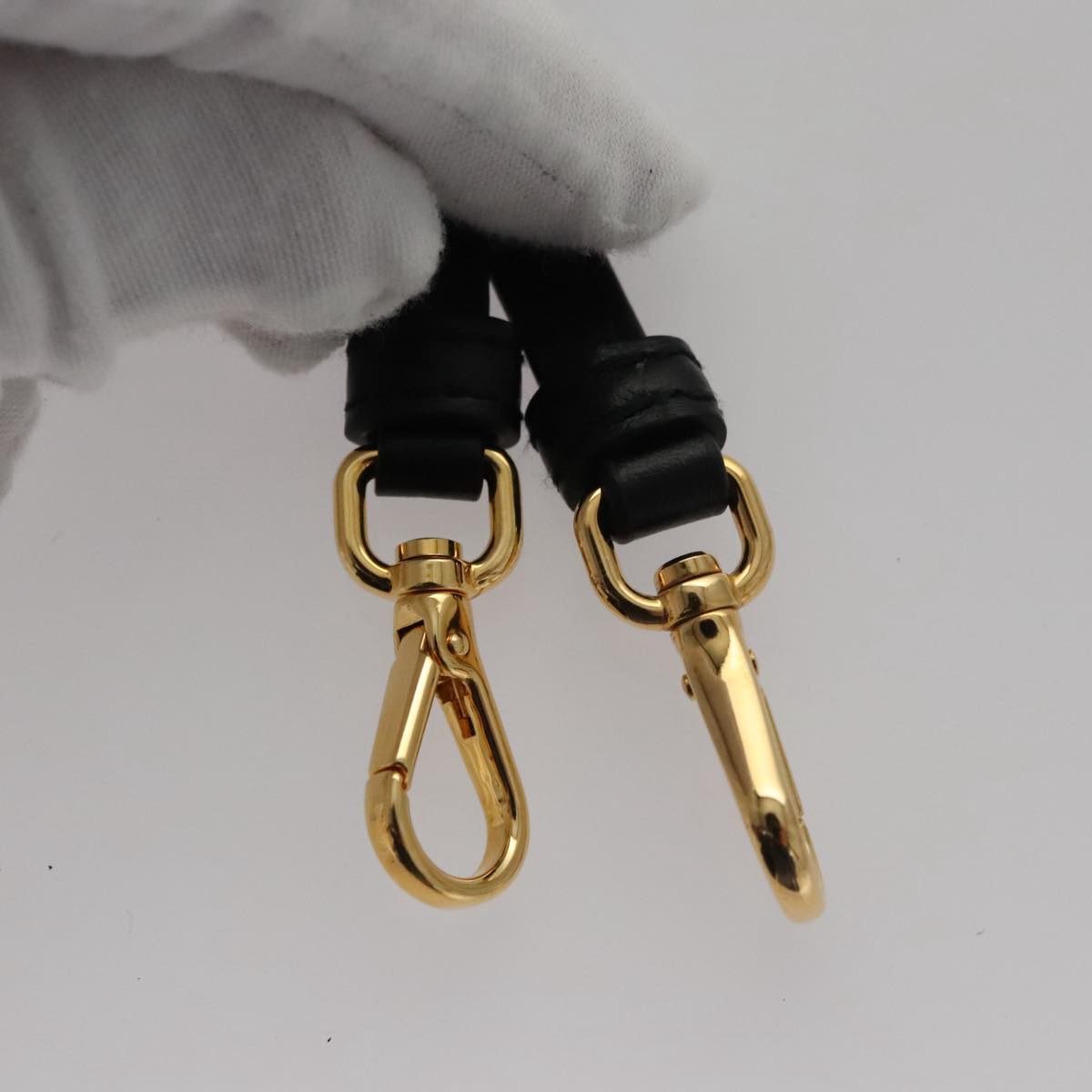 PRADA Hand Bag Leather 2way Black Gold Auth 106451AV