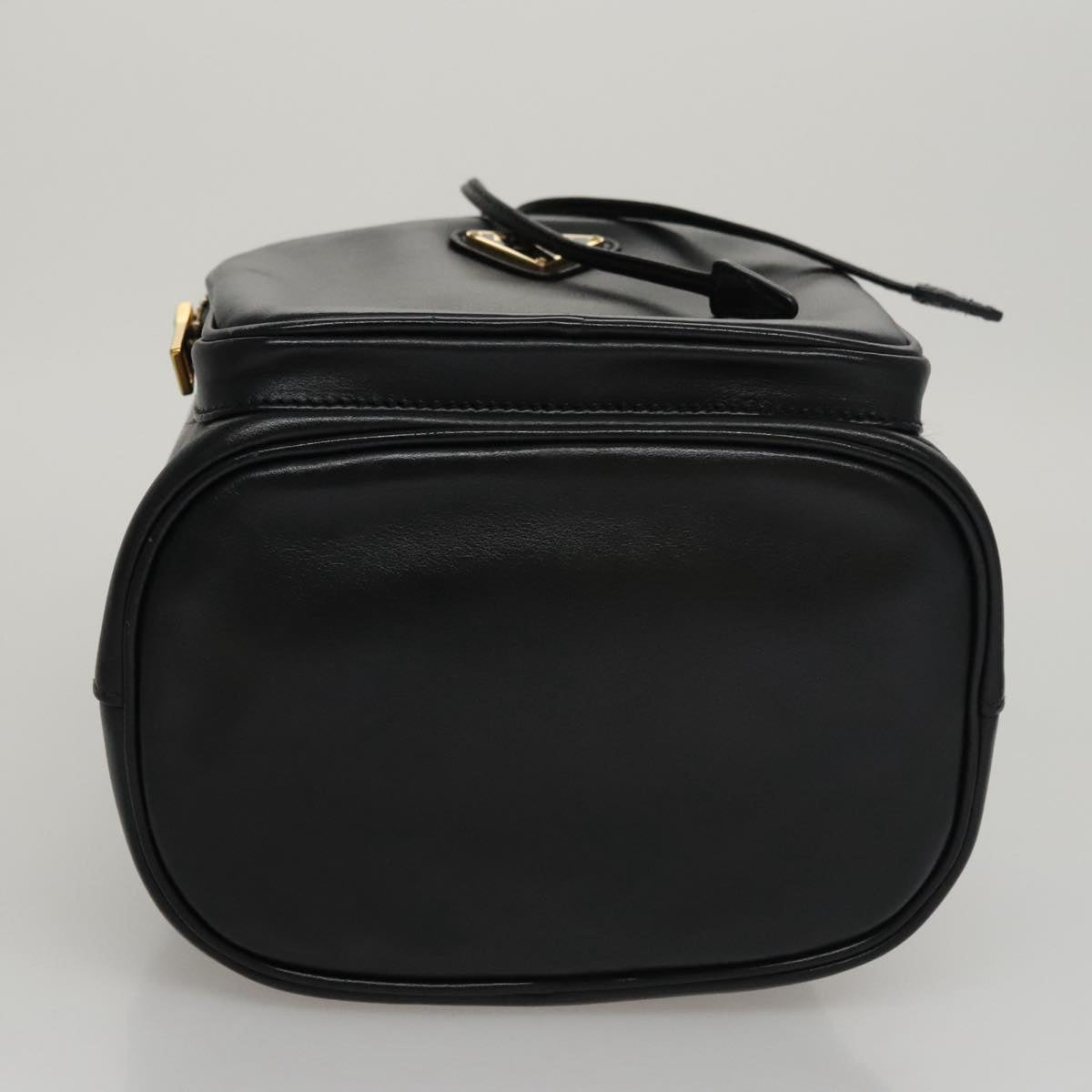 PRADA Hand Bag Leather 2way Black Gold Auth 106451AV