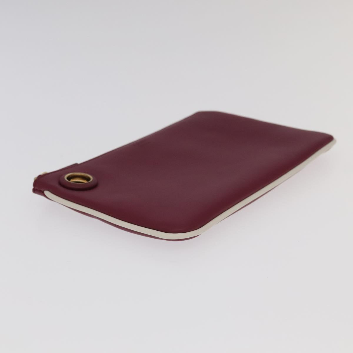 FENDI Triplet Clutch Bag Leather Brown Purple gold Auth 106719V