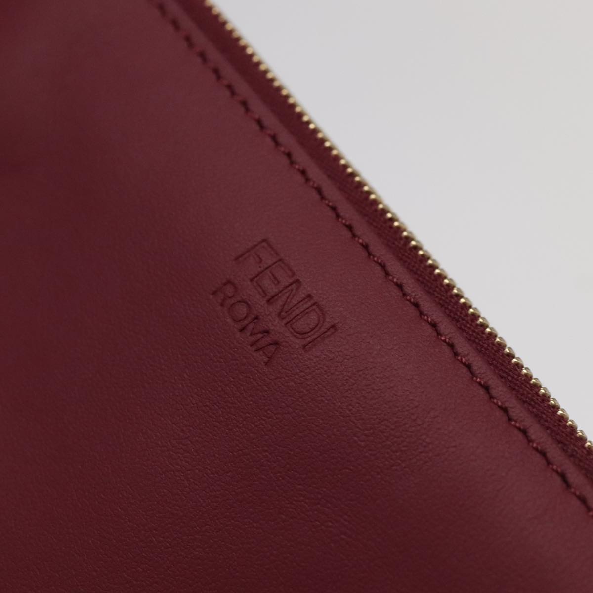 FENDI Triplet Clutch Bag Leather Brown Purple gold Auth 106719V