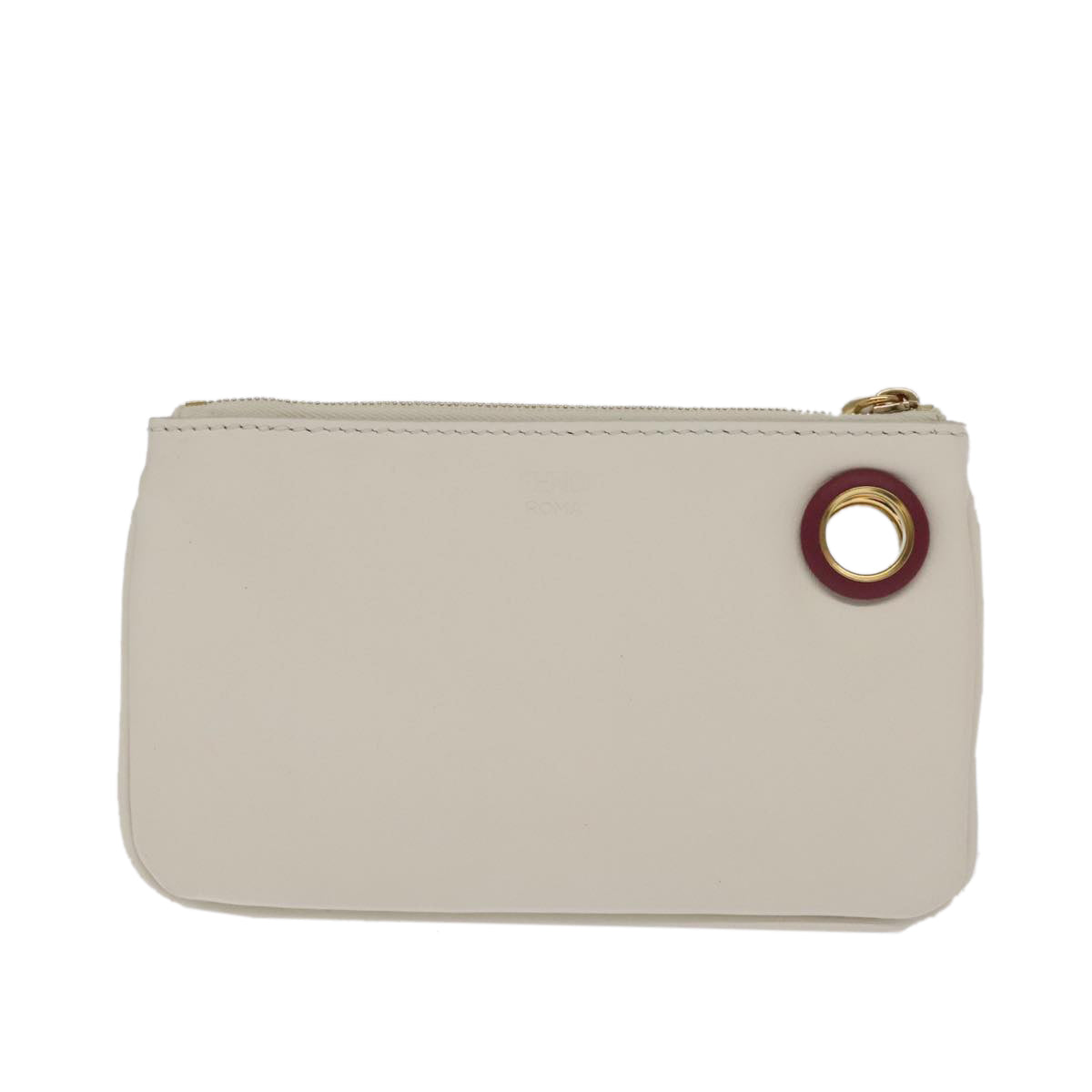 FENDI Triplet Clutch Bag Leather Brown Purple gold Auth 106719V