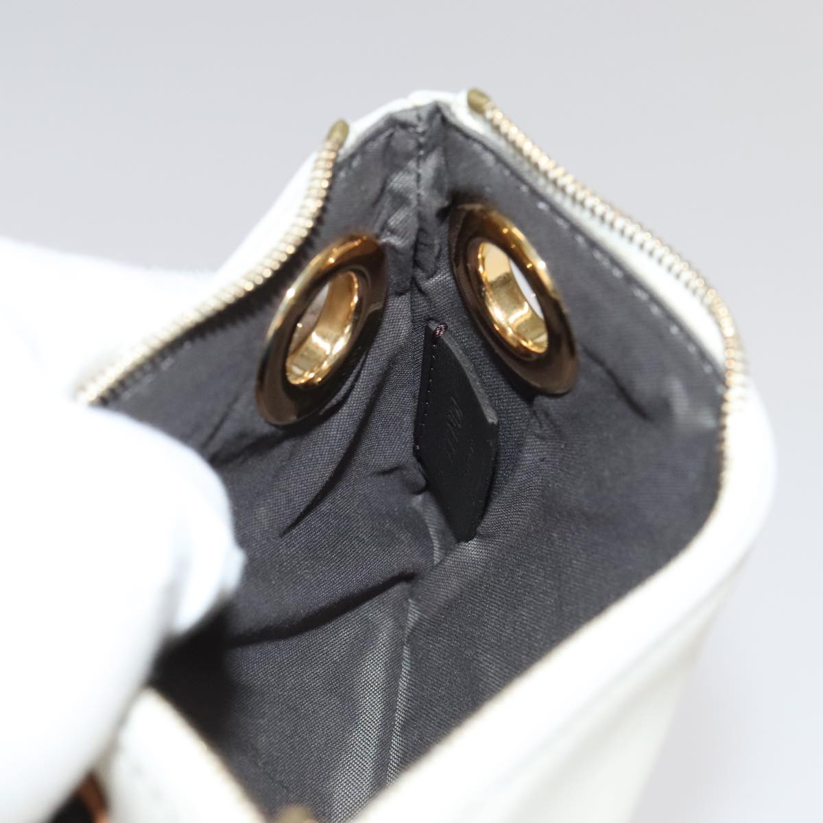 FENDI Triplet Clutch Bag Leather Brown Purple gold Auth 106719V