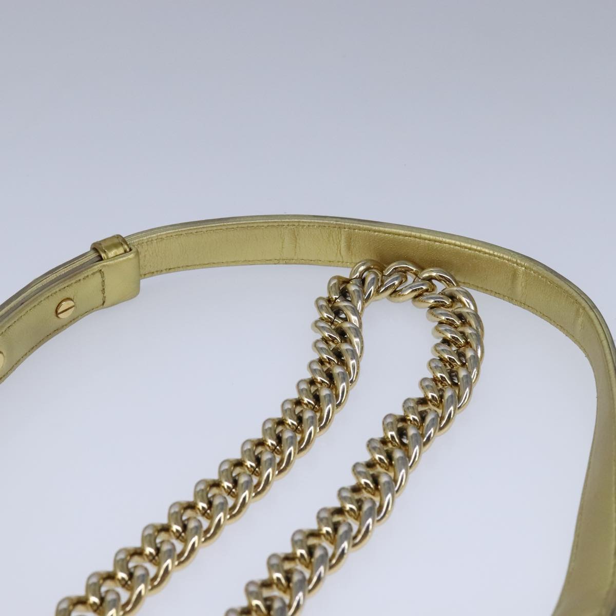 CHANEL Matelasse Chain Boy Chanel Shoulder Bag Patent Gold CC Auth 106721SAM