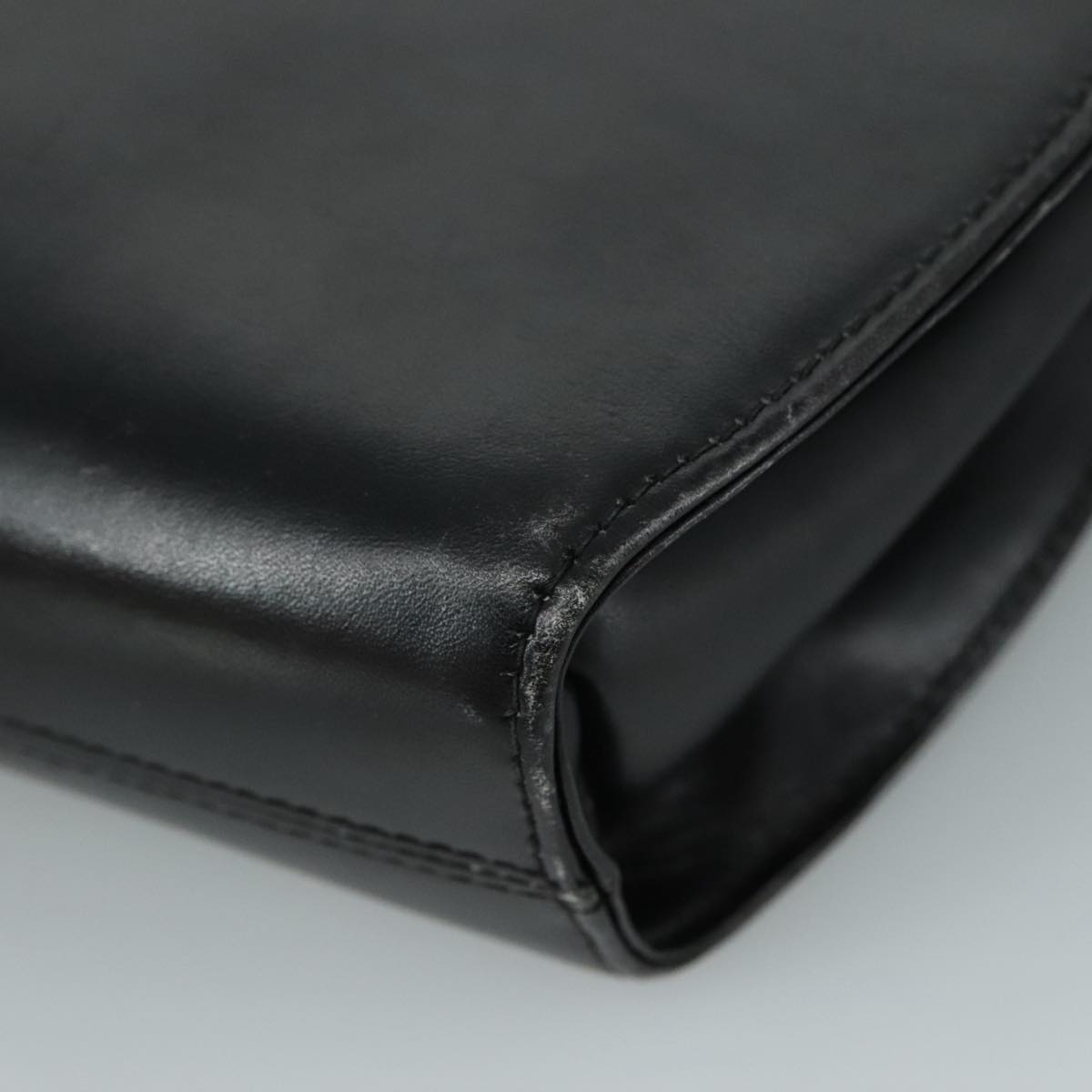 Salvatore Ferragamo Gancini Shoulder Bag Leather Black Auth 106734